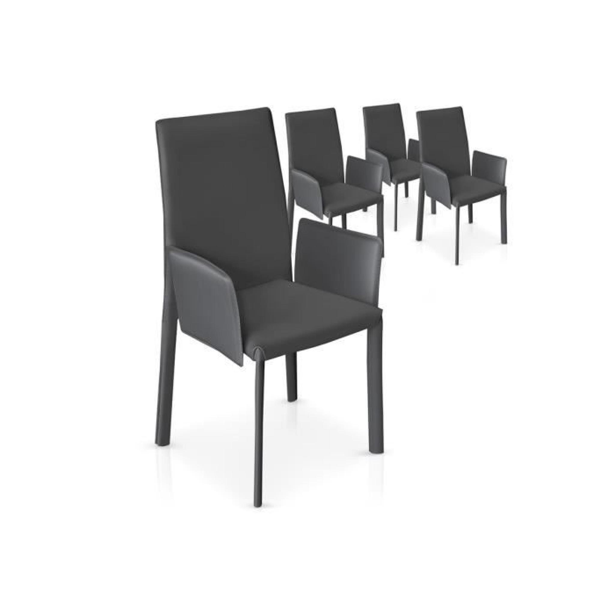 Lot de 4 chaises grises avec accoudoirs / PU Monta