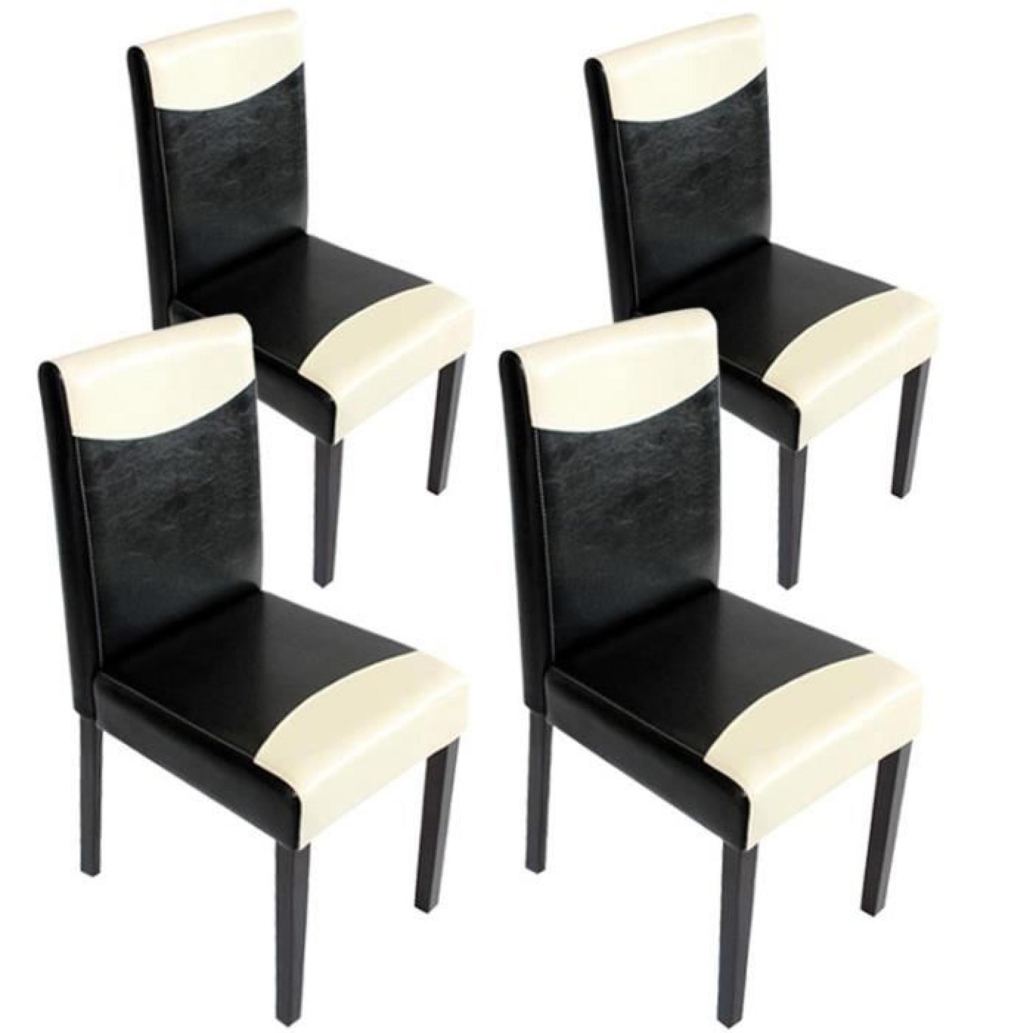 Lot de 4 chaises Littau  simili-cuir, noir et crème