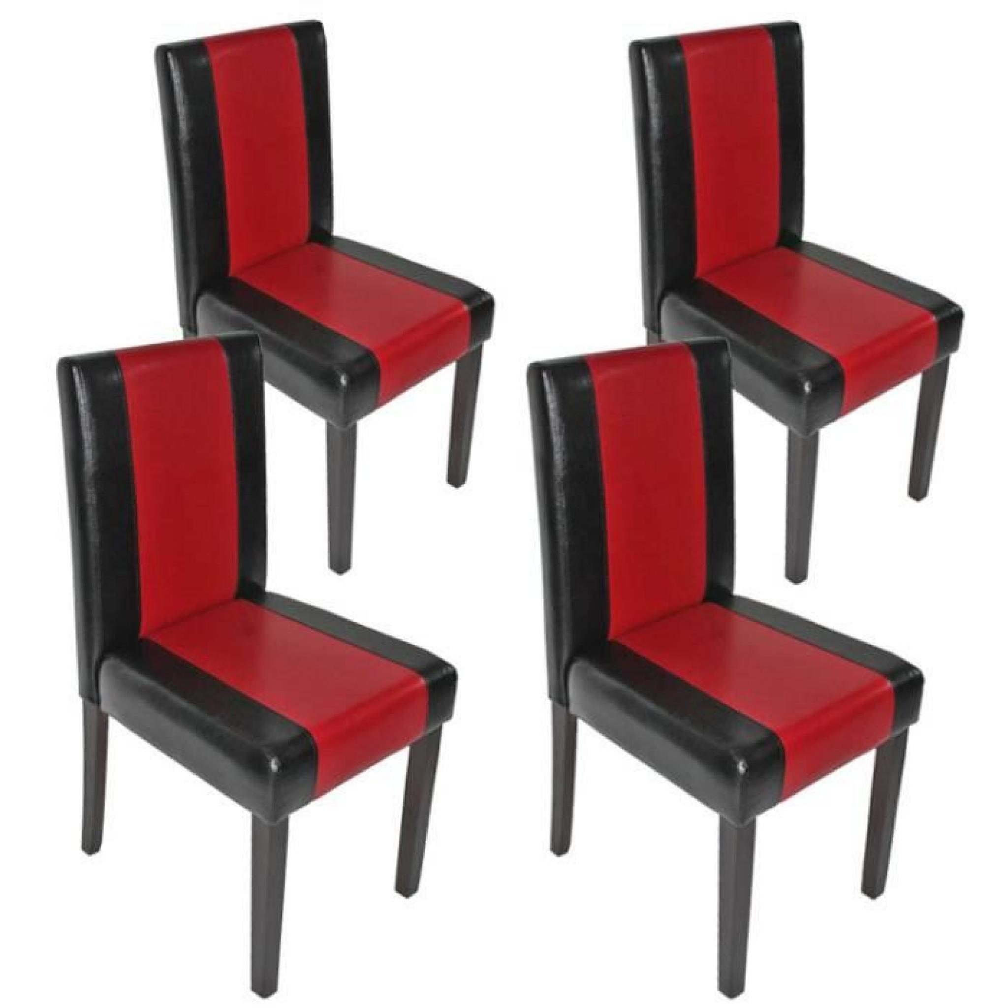 Lot de 4 chaises Littau  simili-cuir, noir et rouge