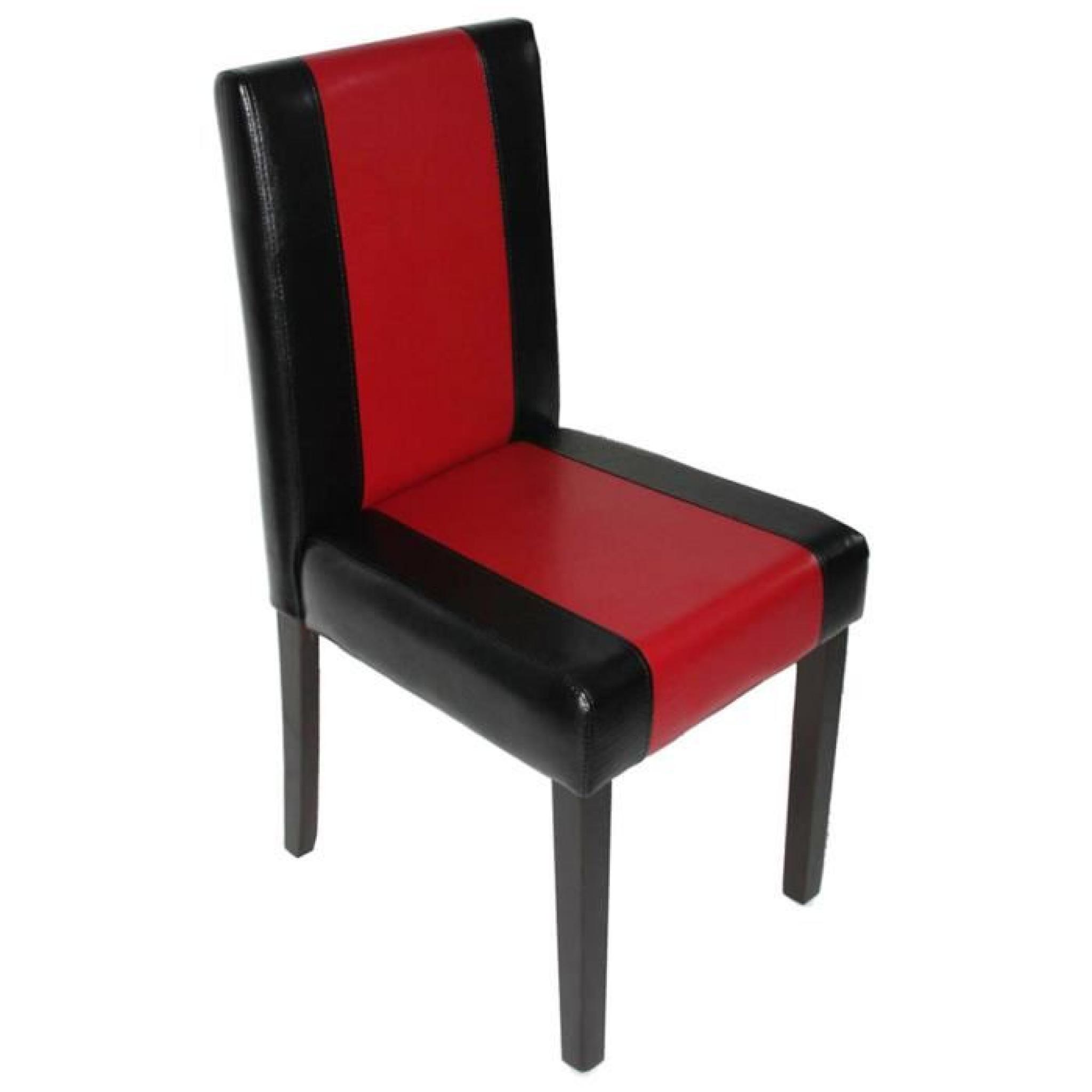 Lot de 4 chaises Littau  simili-cuir, noir et rouge pas cher