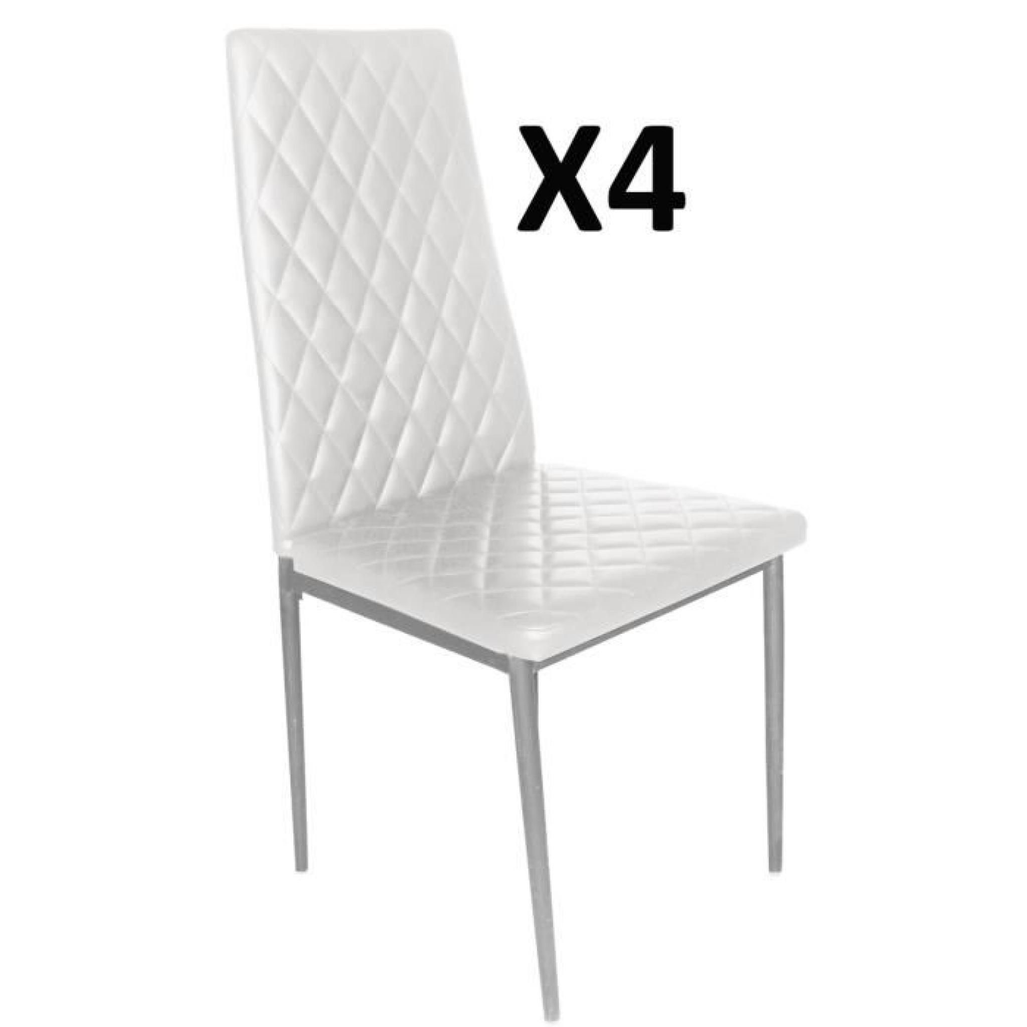 Lot de 4 Chaises longue de salon Blanc-Gris argent, 500 x 415 x 950 mm