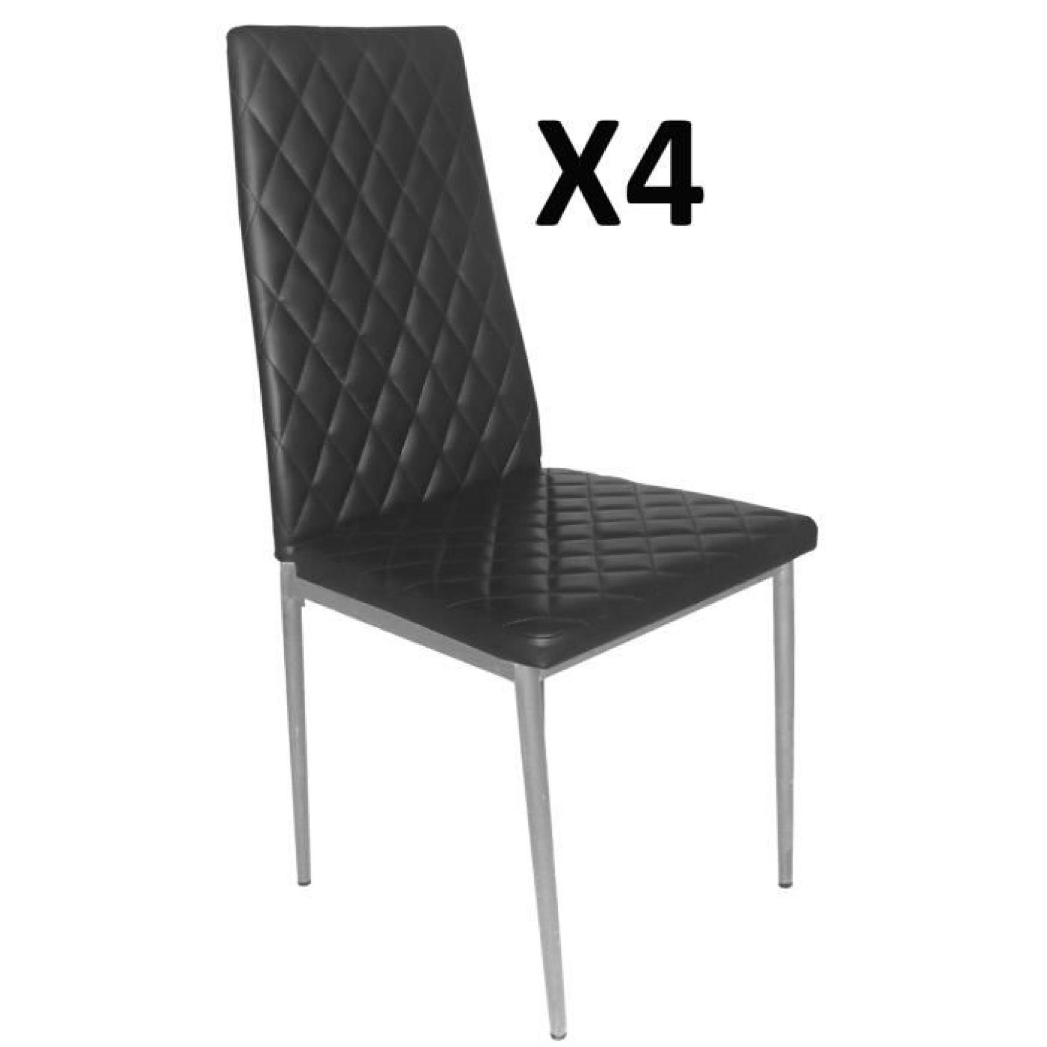 Lot de 4 Chaises longue de salon Noir-Gris argent, 500 x 415 x 950 mm