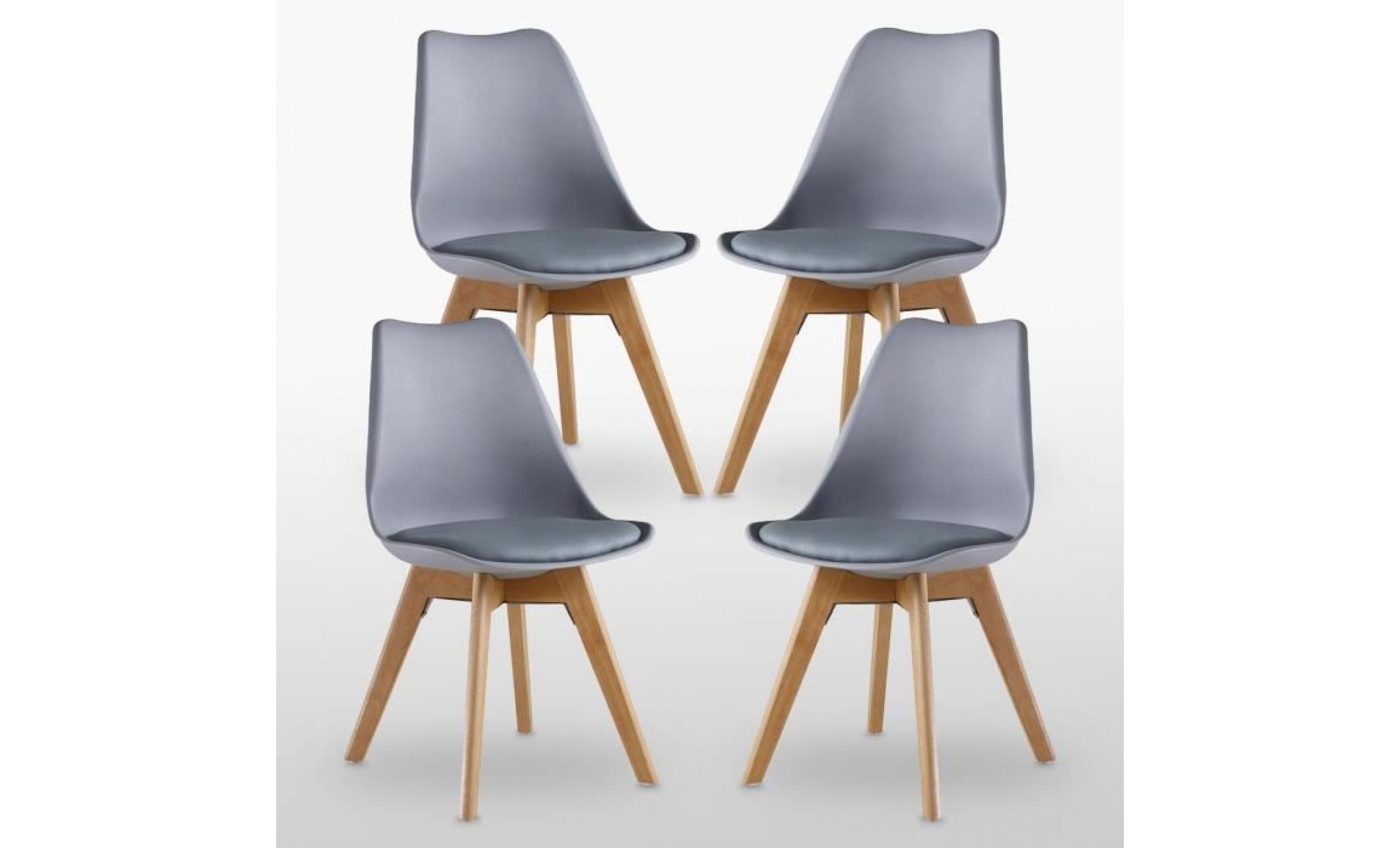 lot de 4 chaises lorenzo style scandinave grises