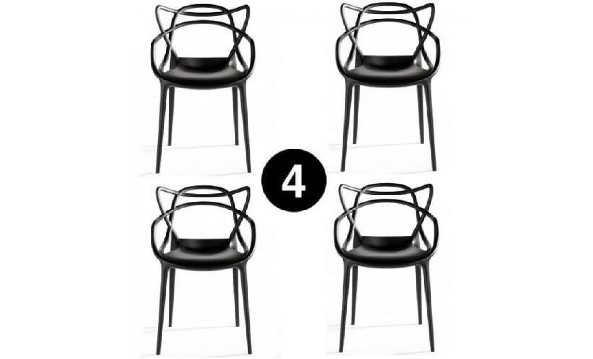 master lot de 4 chaises noires inspirée bureau salon salle a manger terrasse jardin