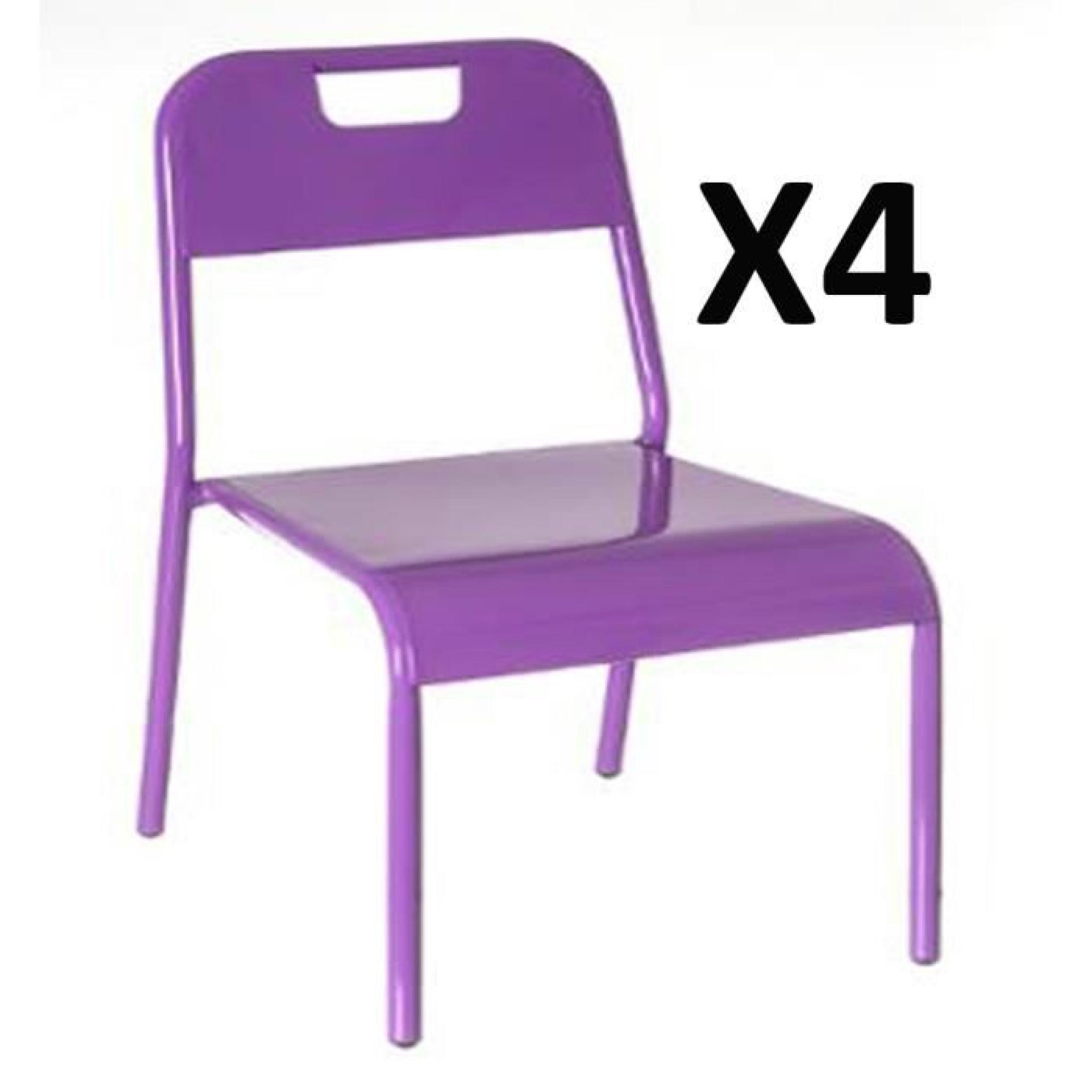 Lot de 4 Chaises métal enfant Design Violet, L 39 x  P 34 x H 56 cm