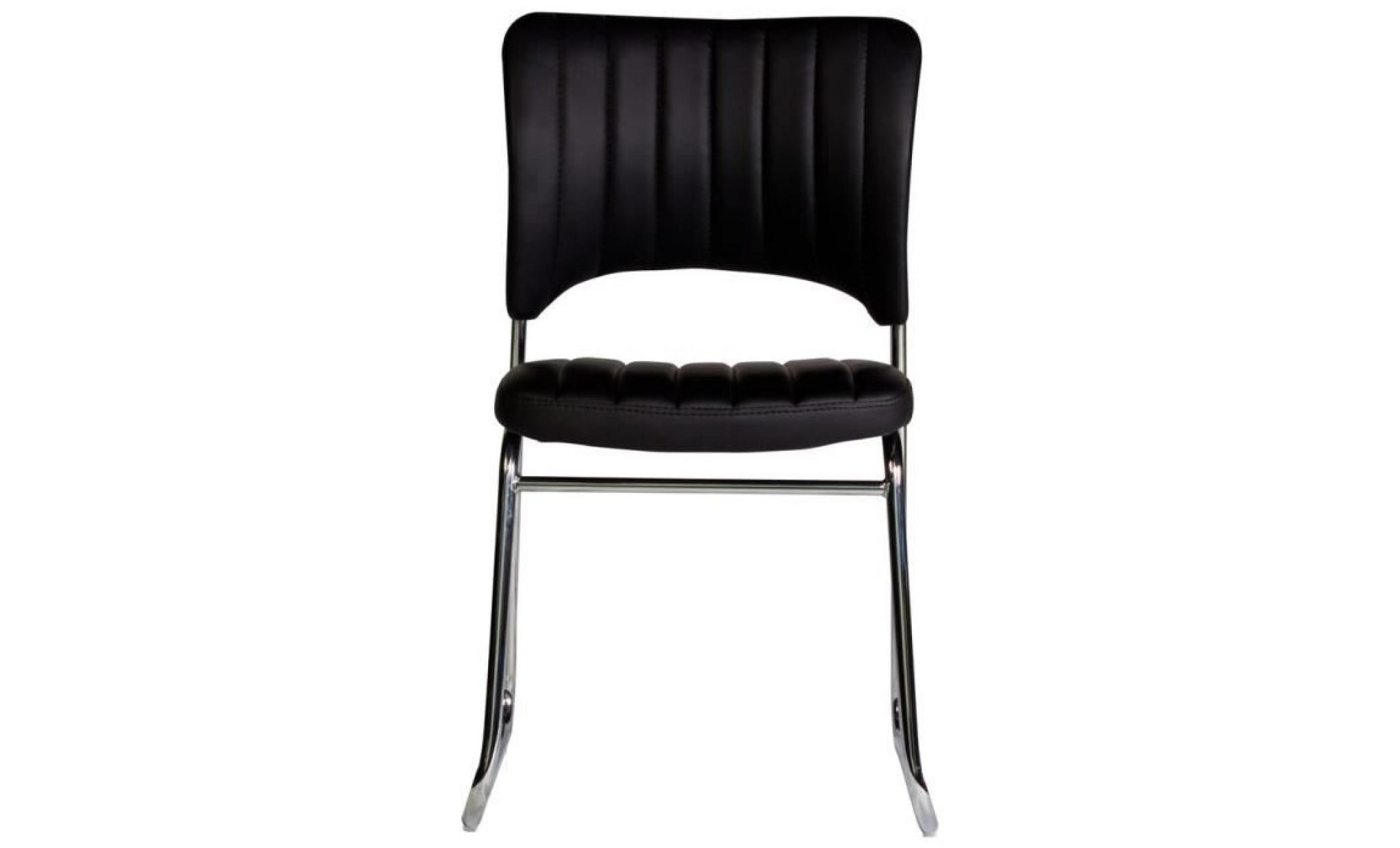 lot de 4 chaises moderne en pvc noir et pieds en acier chromé pas cher