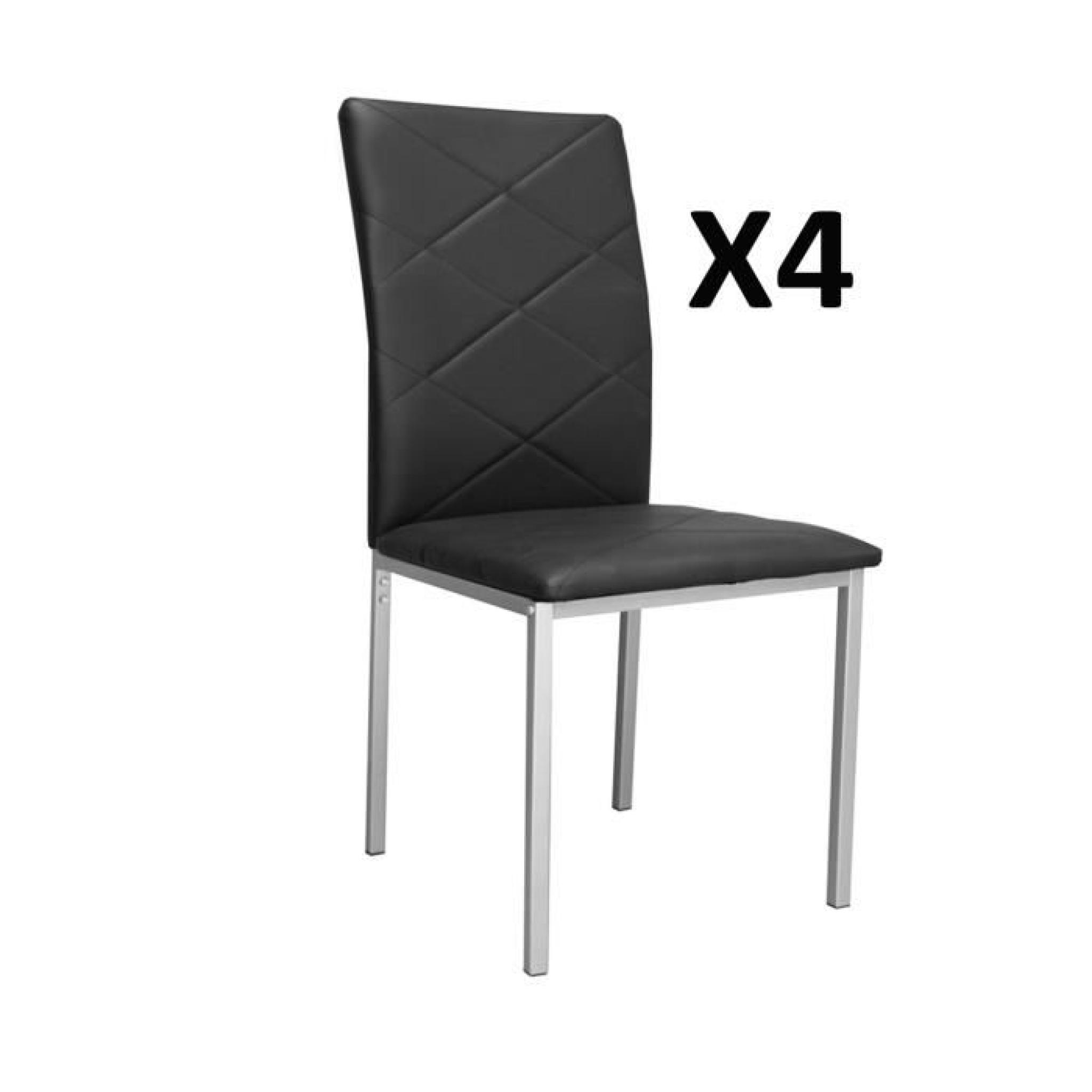 Lot de 4 Chaises noir Revêtement PU, 510 x 430 x 950 mm