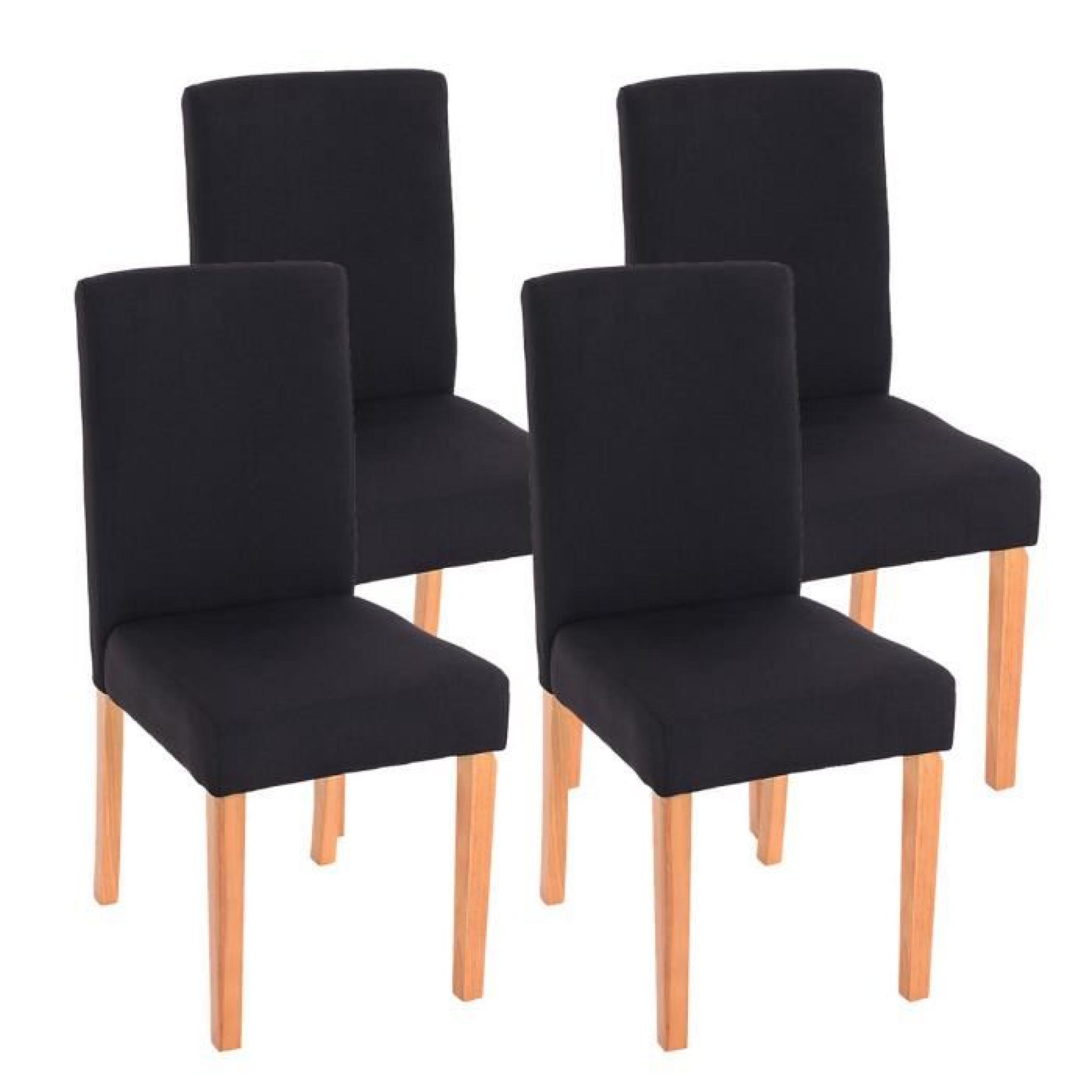 Lot de 4 chaises Noir~ textile, Pieds clair