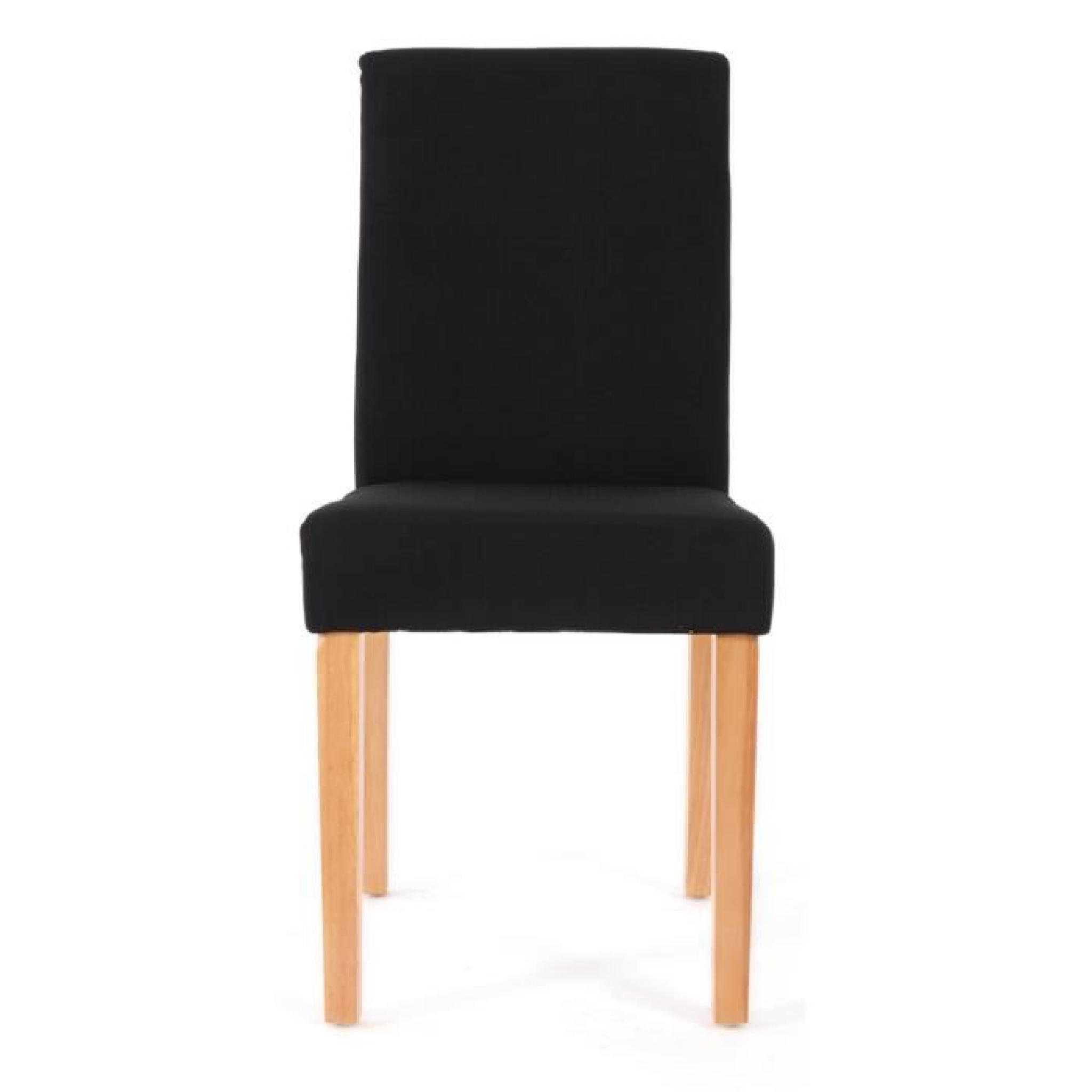Lot de 4 chaises Noir~ textile, Pieds clair pas cher