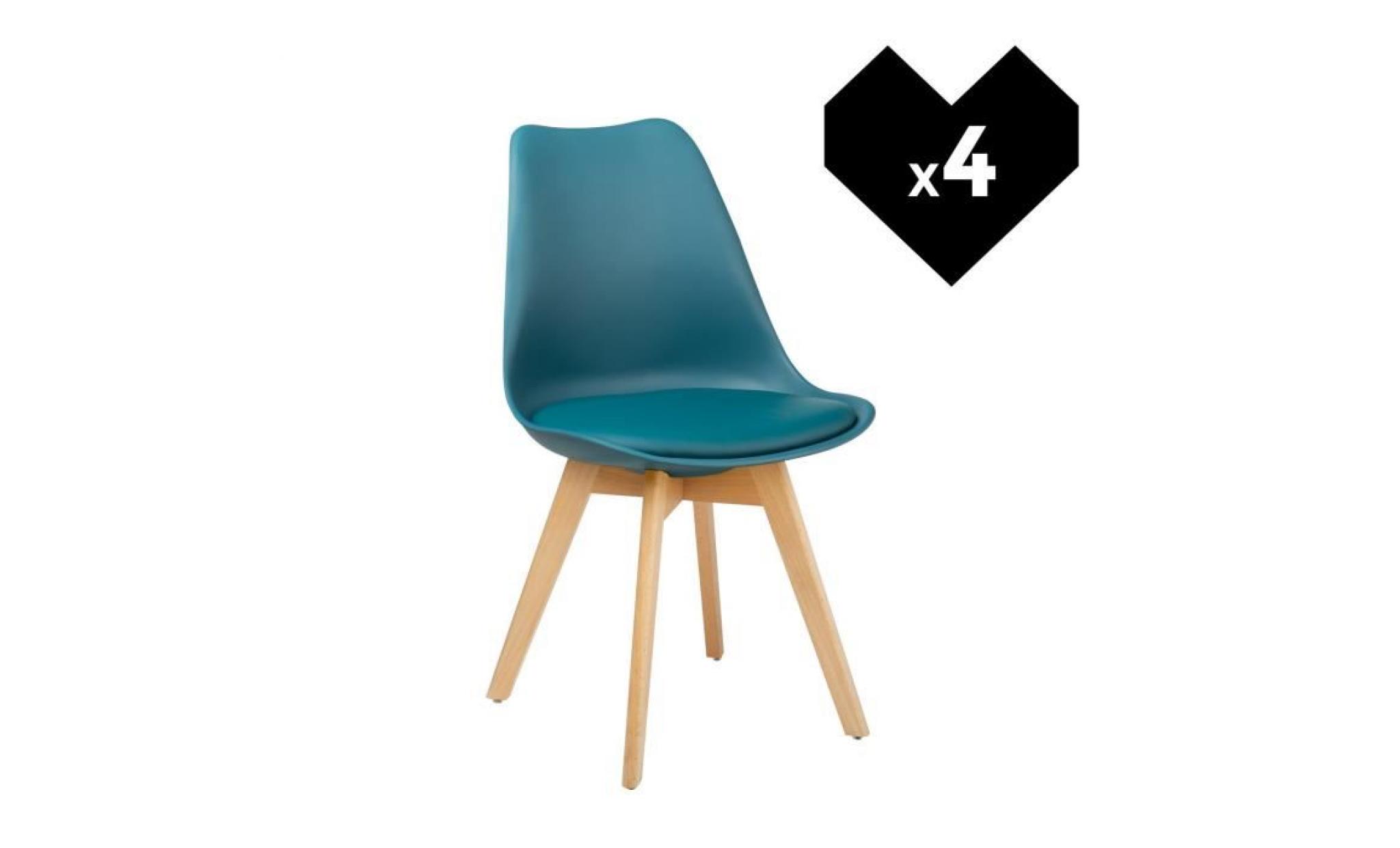 lot de 4 chaises nordic design scandinave bleu turquoise intense