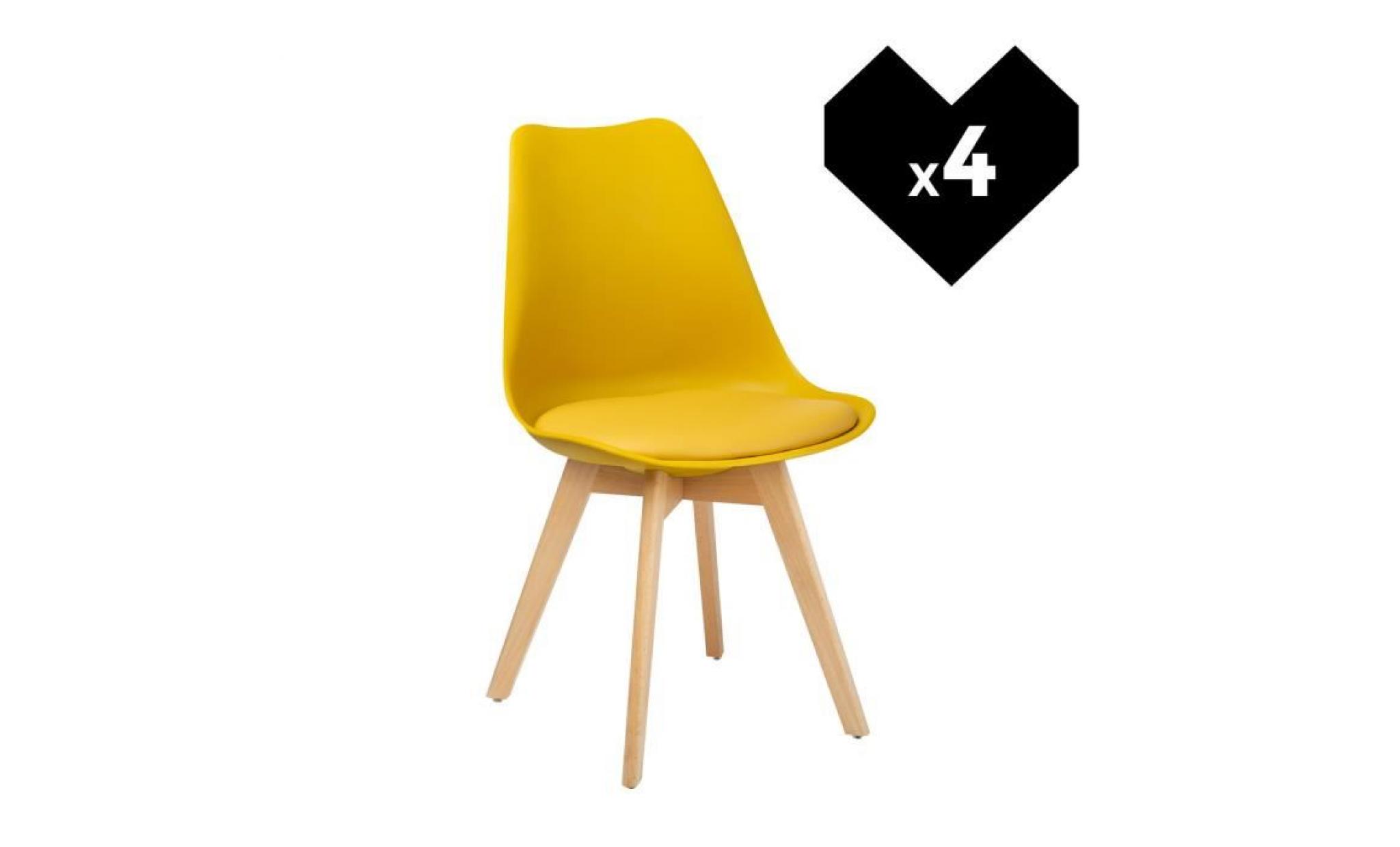 lot de 4 chaises nordic design scandinave jaune curri