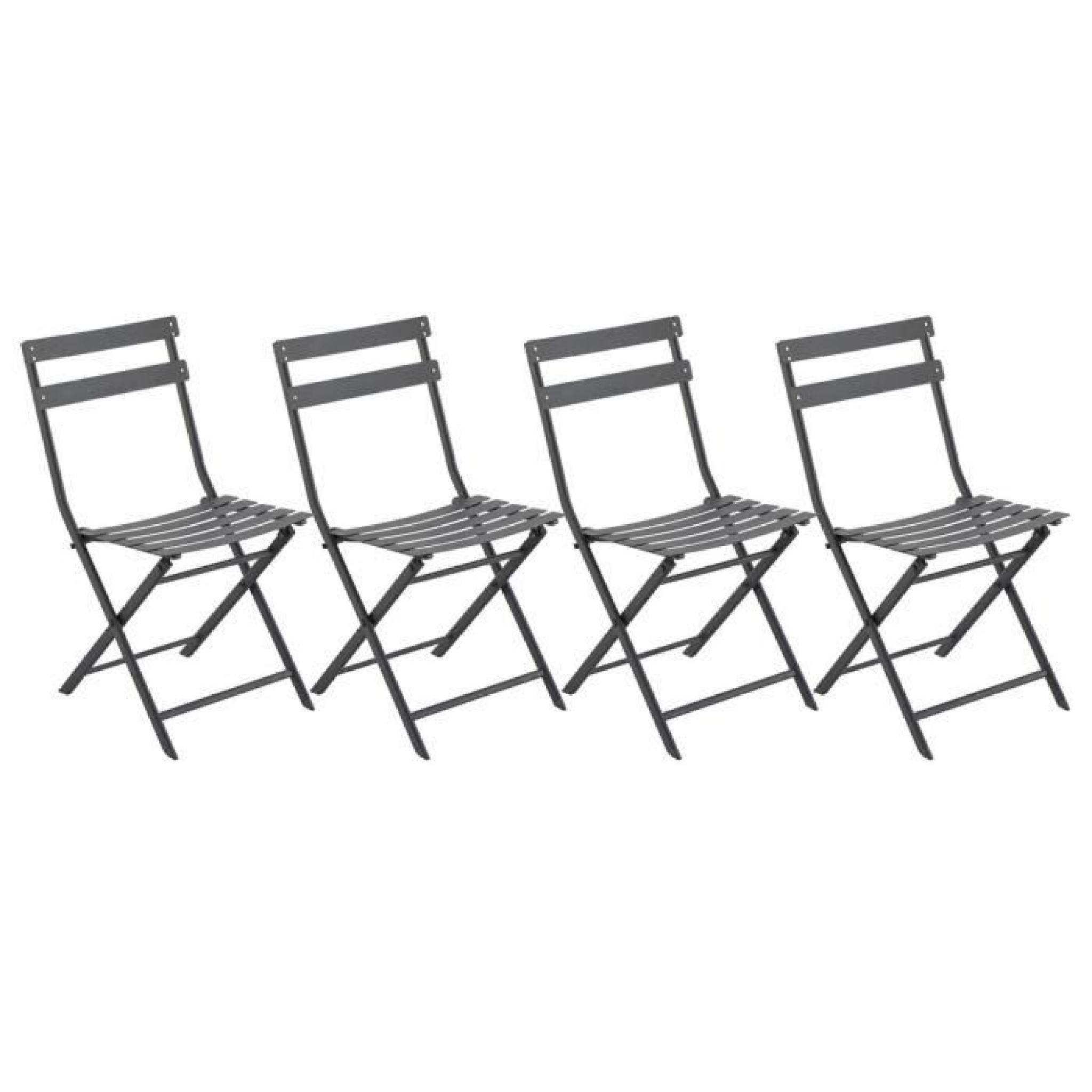 Lot de 4 chaises pliantes Lucie Ardoise, 51 x 42 x 81 cm