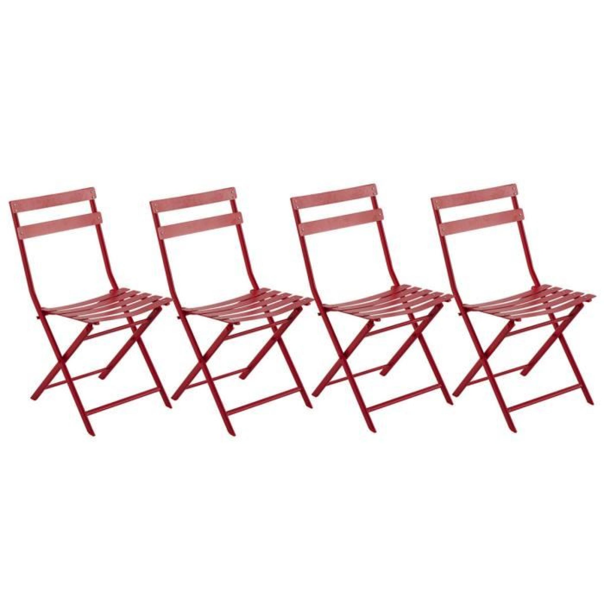 Lot de 4 chaises pliantes Lucie groseille, 51 x 42 x 81 cm
