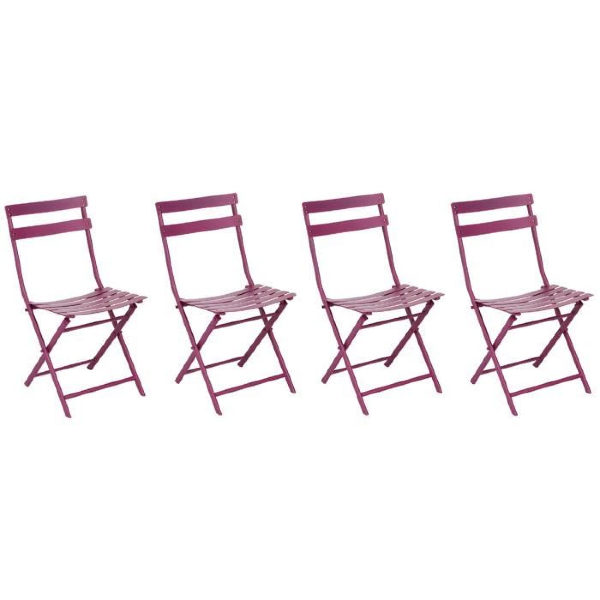 Lot de 4 chaises pliantes Lucie prune, 51 x 42 x 81 cm