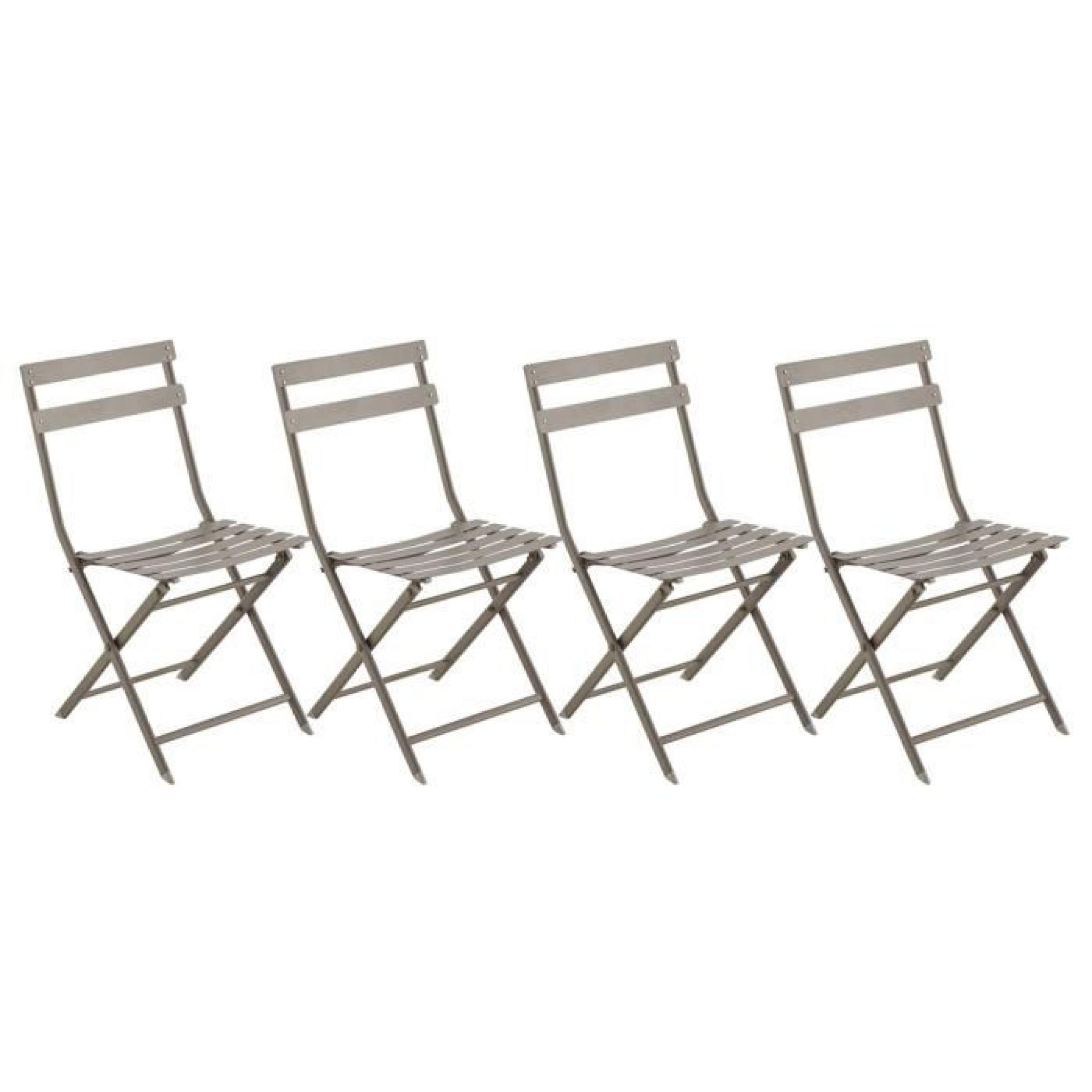Lot de 4 chaises pliantes Lucie Taupe, 51 x 42 x 81 cm