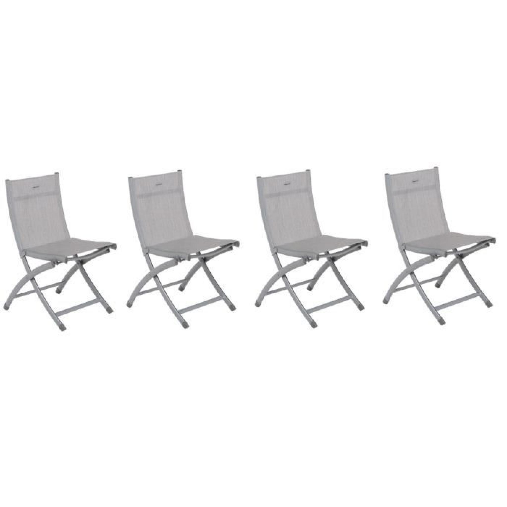 Lot de 4 Chaises pliantes Melina grise, 49,5 x 60 x 86 cm