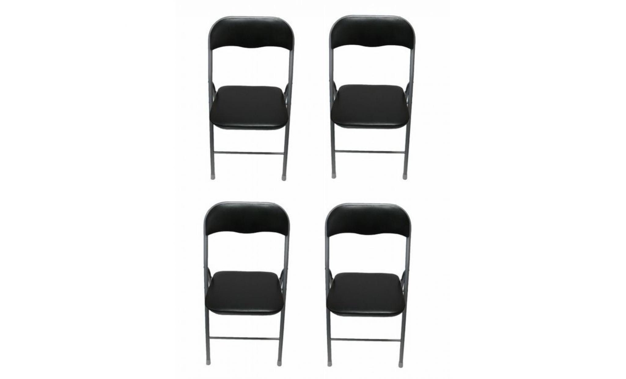 lot de 4 chaises pliantes noir