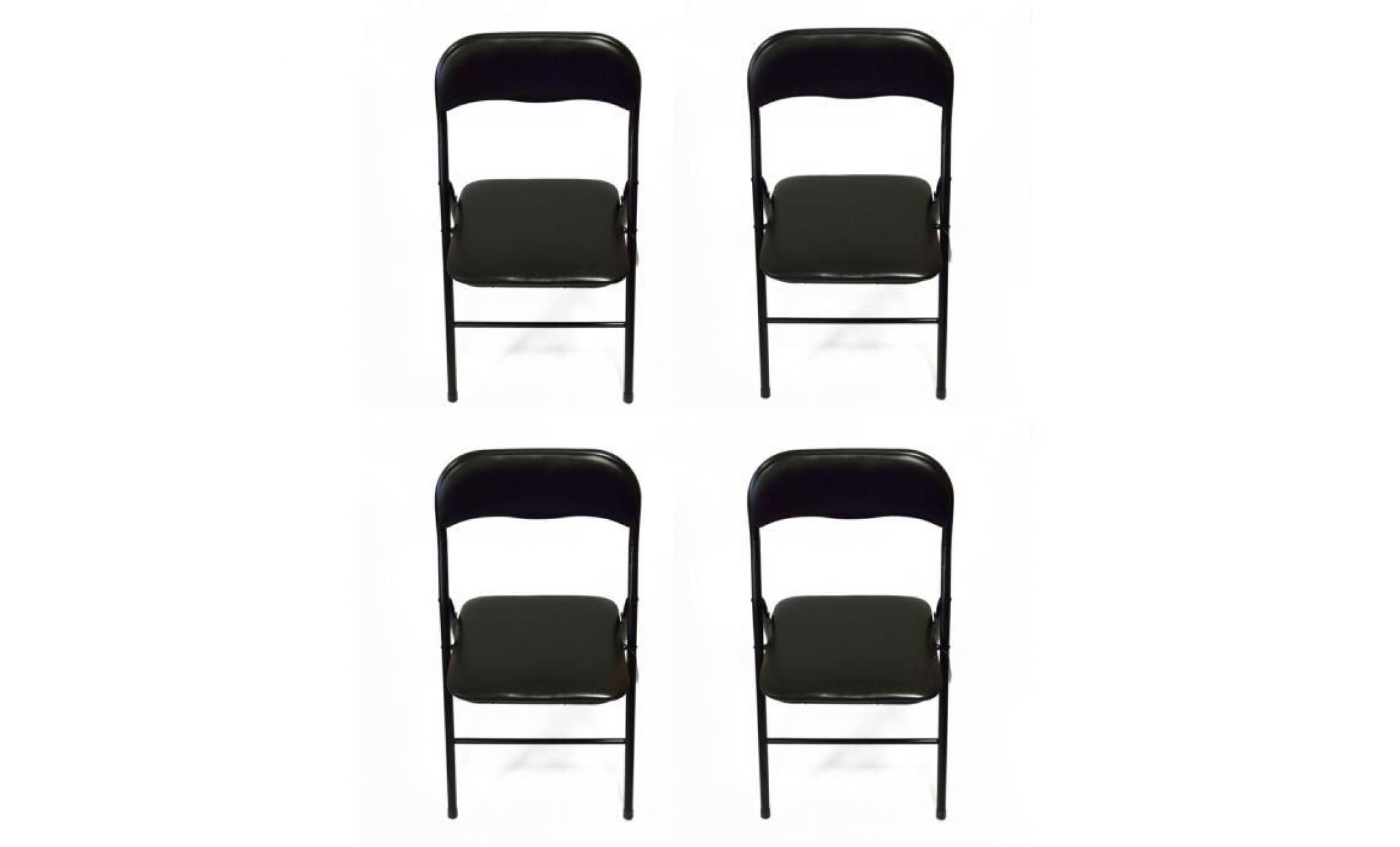lot de 4 chaises pliantes noir   structure noir