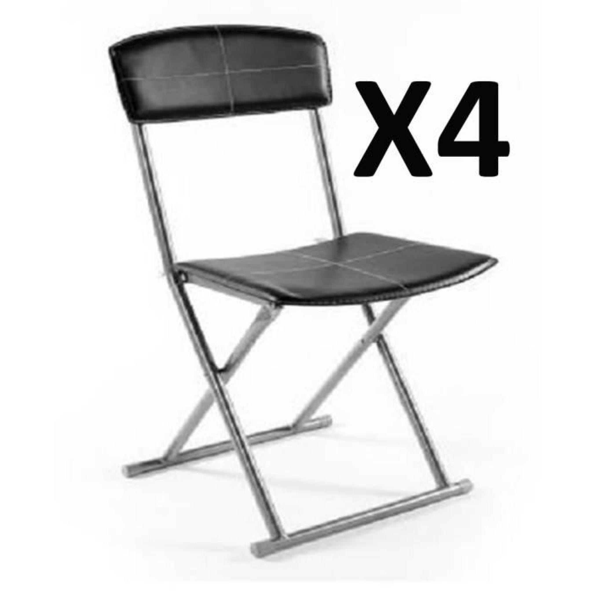 Lot de 4 chaises pliantes PVC simil-cuir en Crème