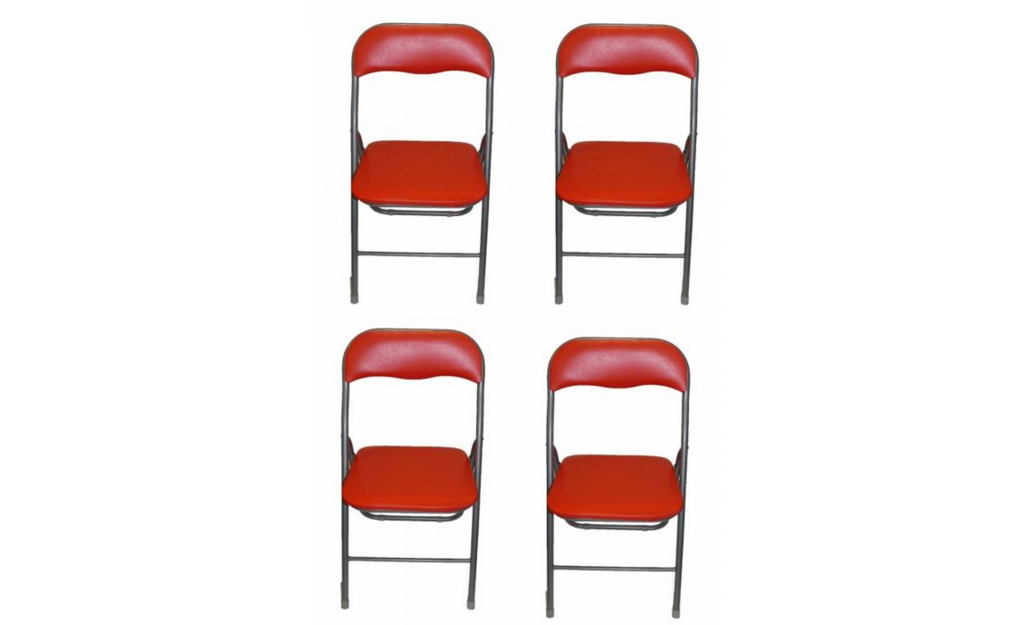Lot de 4 chaises pliantes Rouge