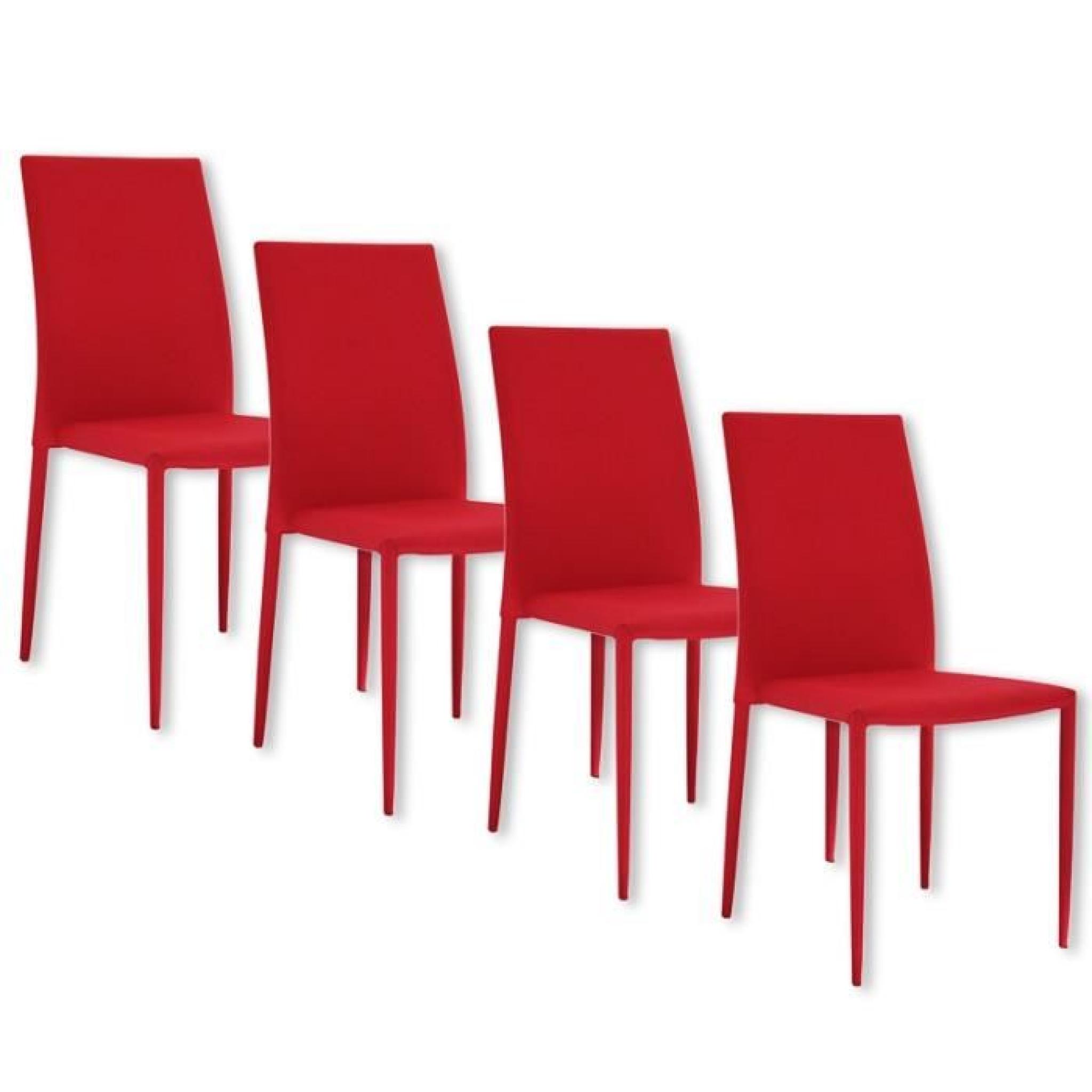 Lot de 4 chaises rouge en tissu KYNI