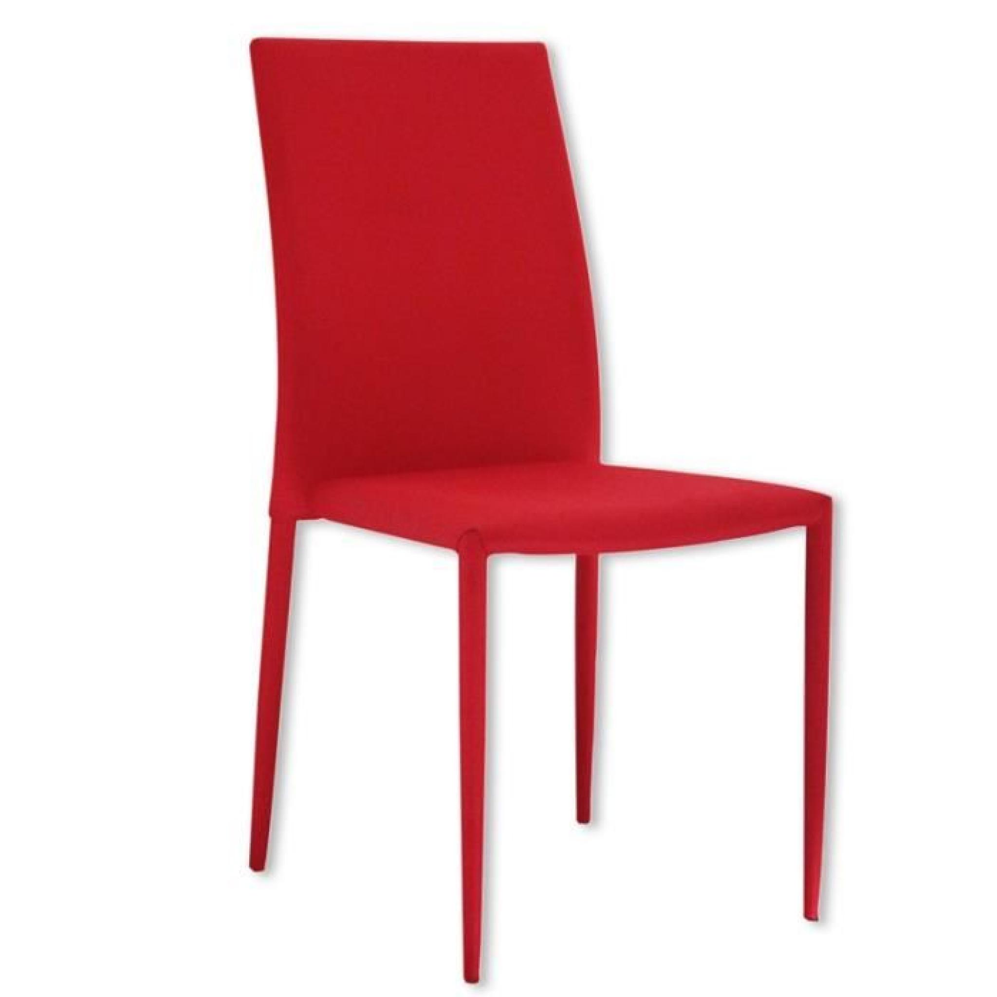 Lot de 4 chaises rouge en tissu KYNI pas cher