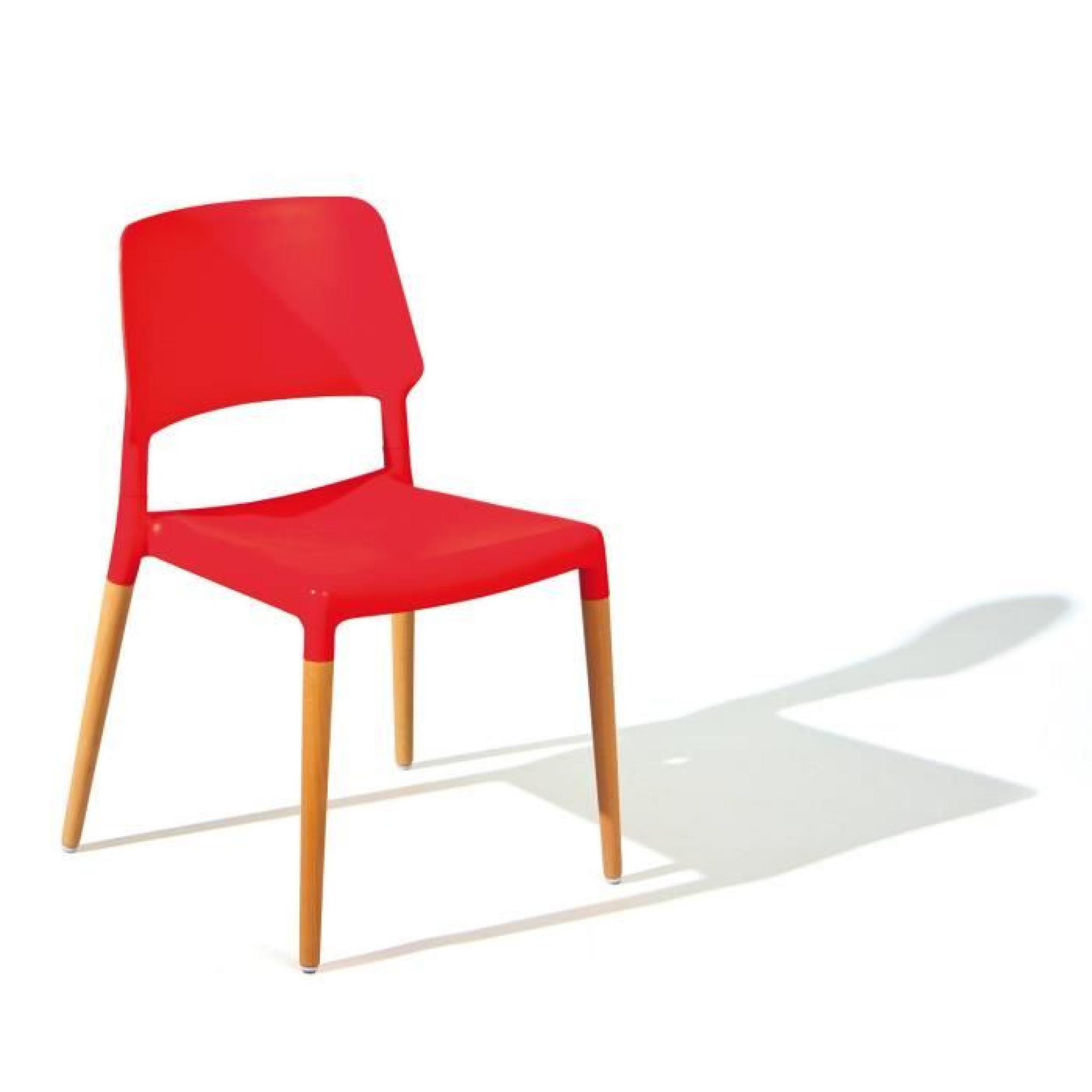Lot de 4 chaises rouge Tilde pieds hêtre pas cher