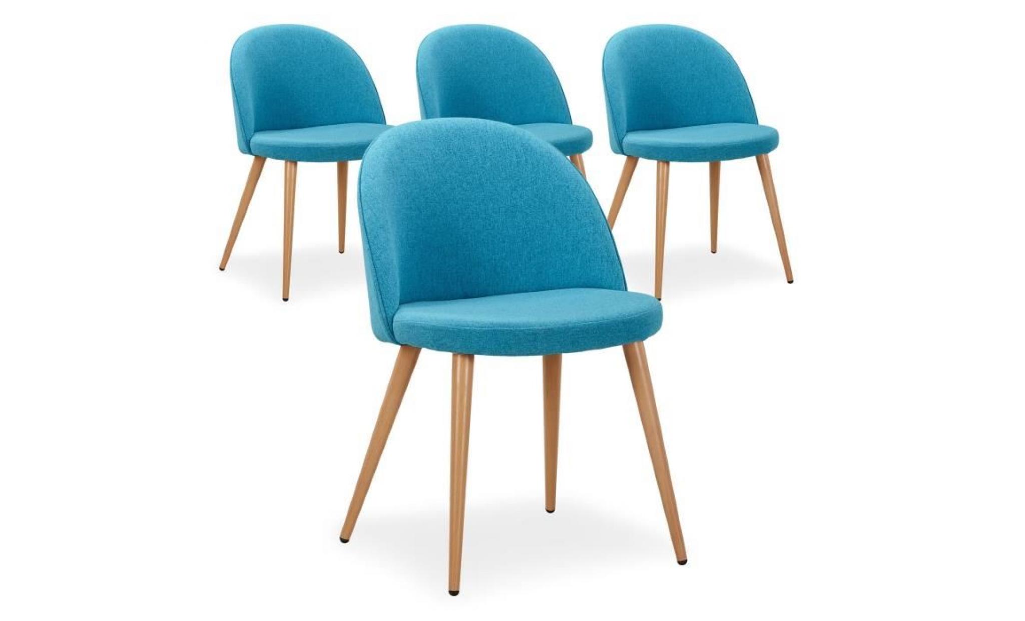 lot de 4 chaises scandinaves cecilia tissu bleu