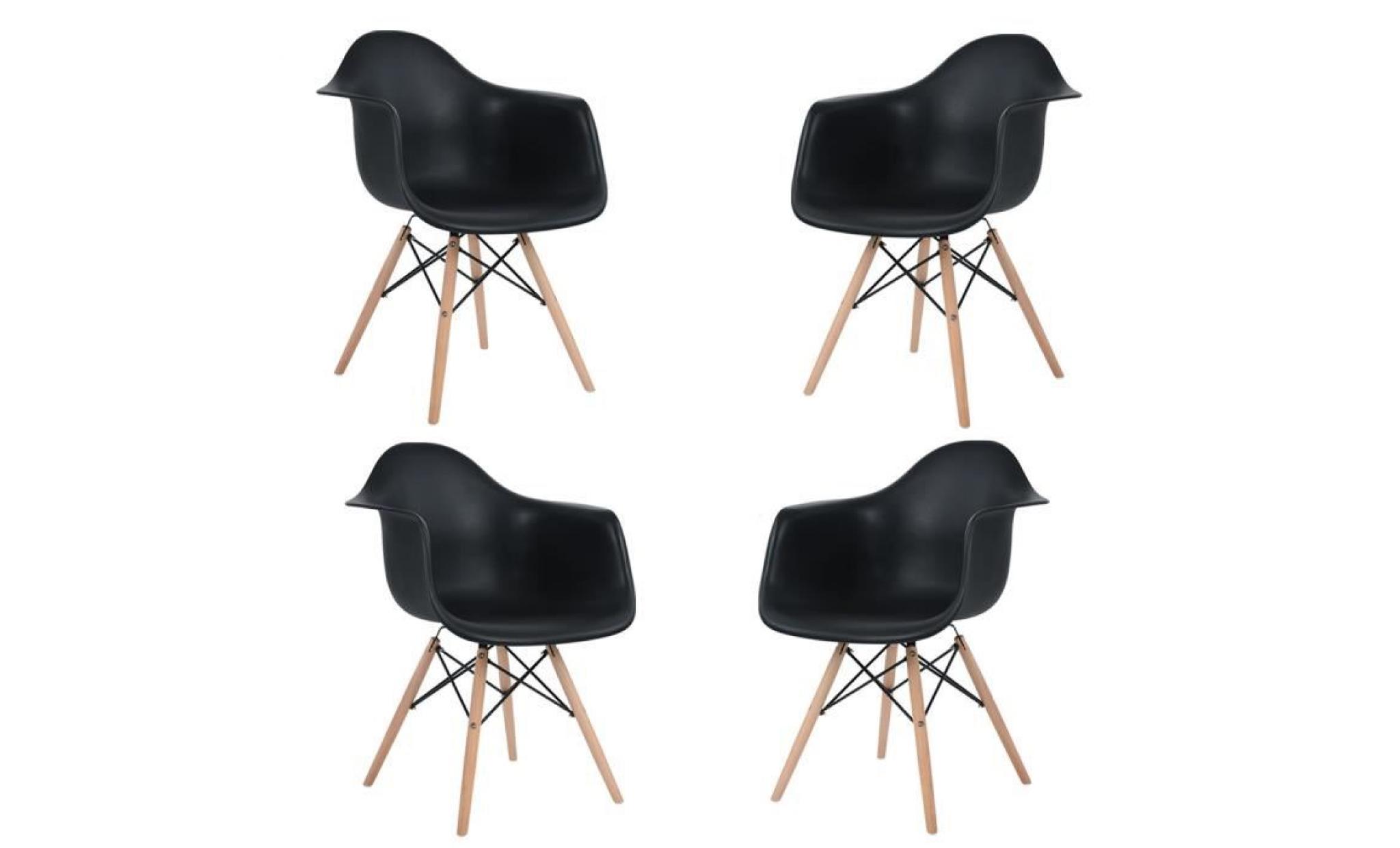 lot de 4 chaises scandinaves chaises design chaises de salle à manger chaises de cuisine en plastique noir