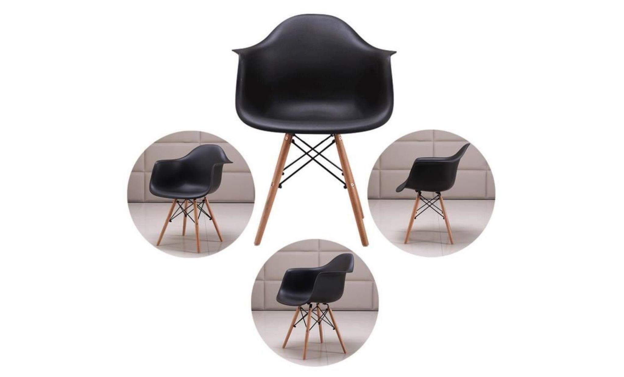 lot de 4 chaises scandinaves chaises design chaises de salle à manger chaises de cuisine en plastique noir pas cher