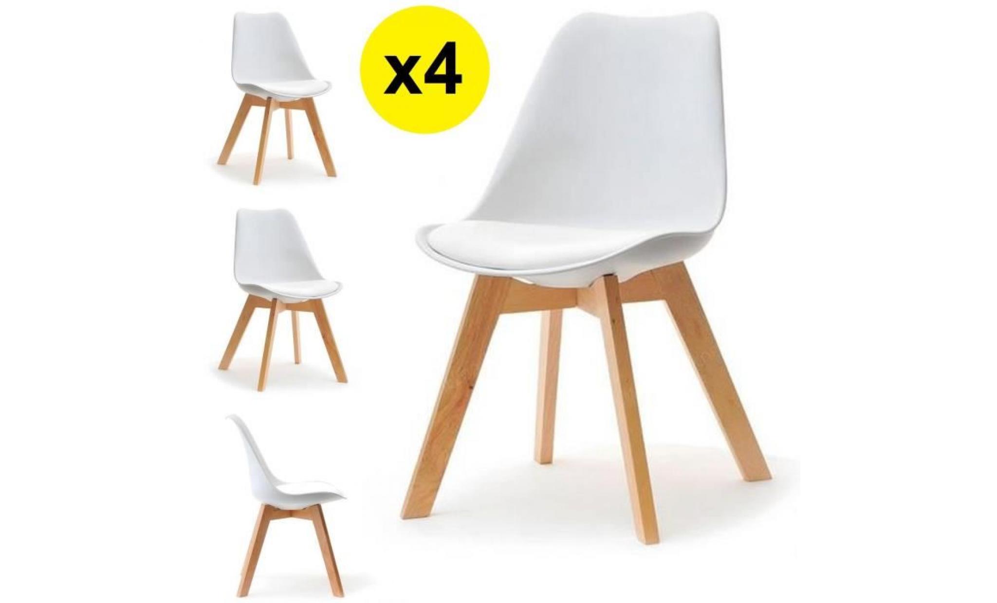 lot de 4 chaises scandinaves coloris blanc   skagen style scandinave, la tendance ultime caractéristiques: coque assise et dossier