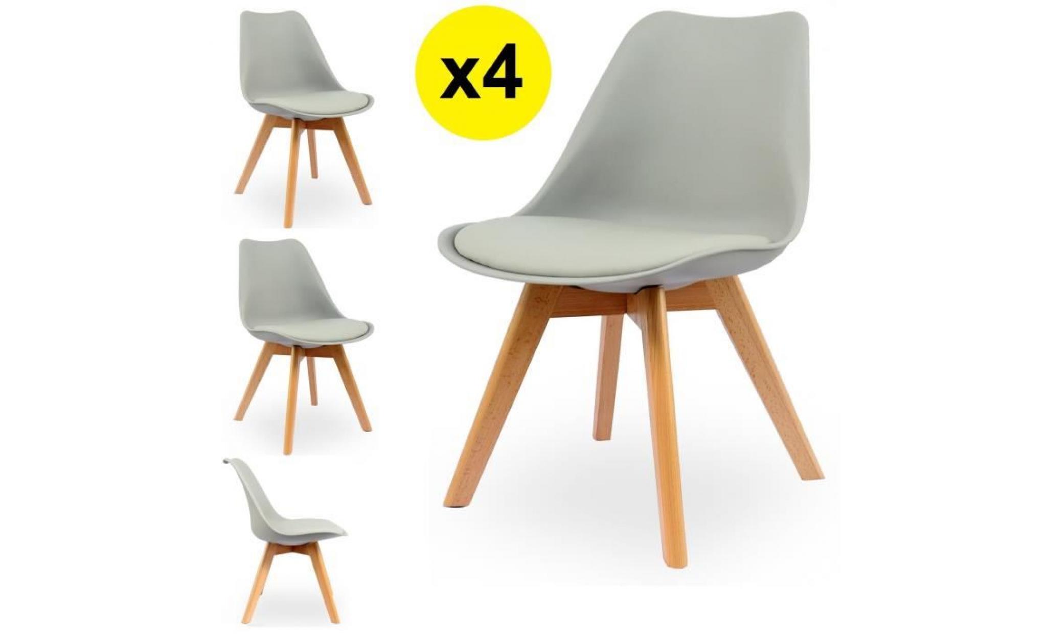 lot de 4 chaises scandinaves coloris gris clair   skagen style scandinave, la tendance ultime caractéristiques: coque assise et