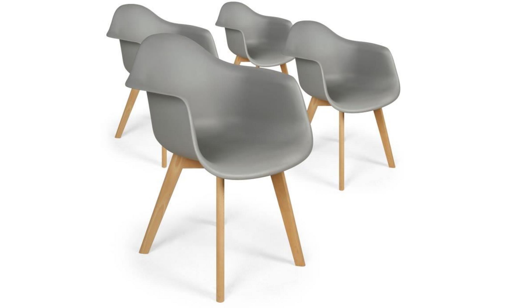 lot de 4 chaises scandinaves design prado gris pas cher