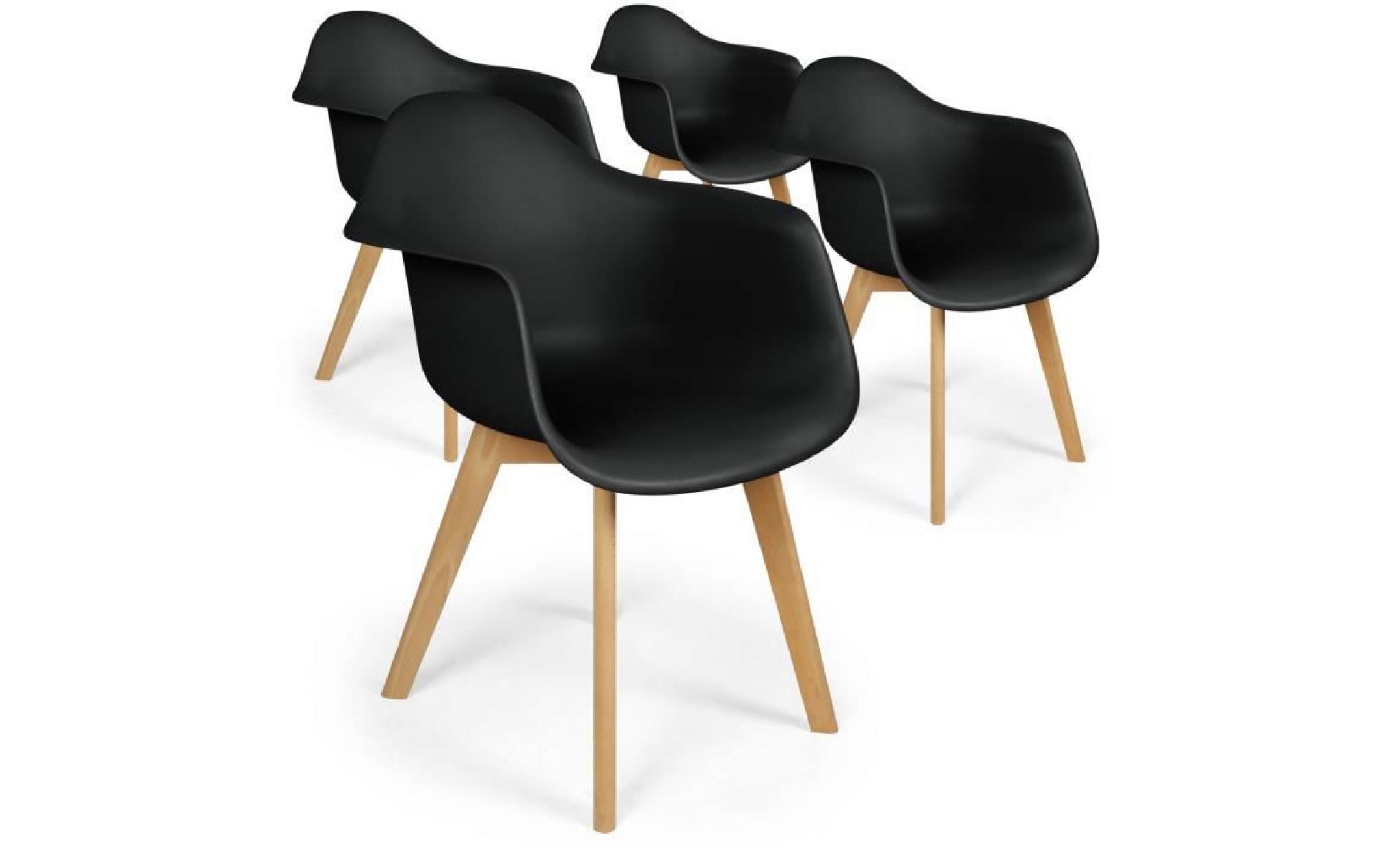 lot de 4 chaises scandinaves design prado noir
