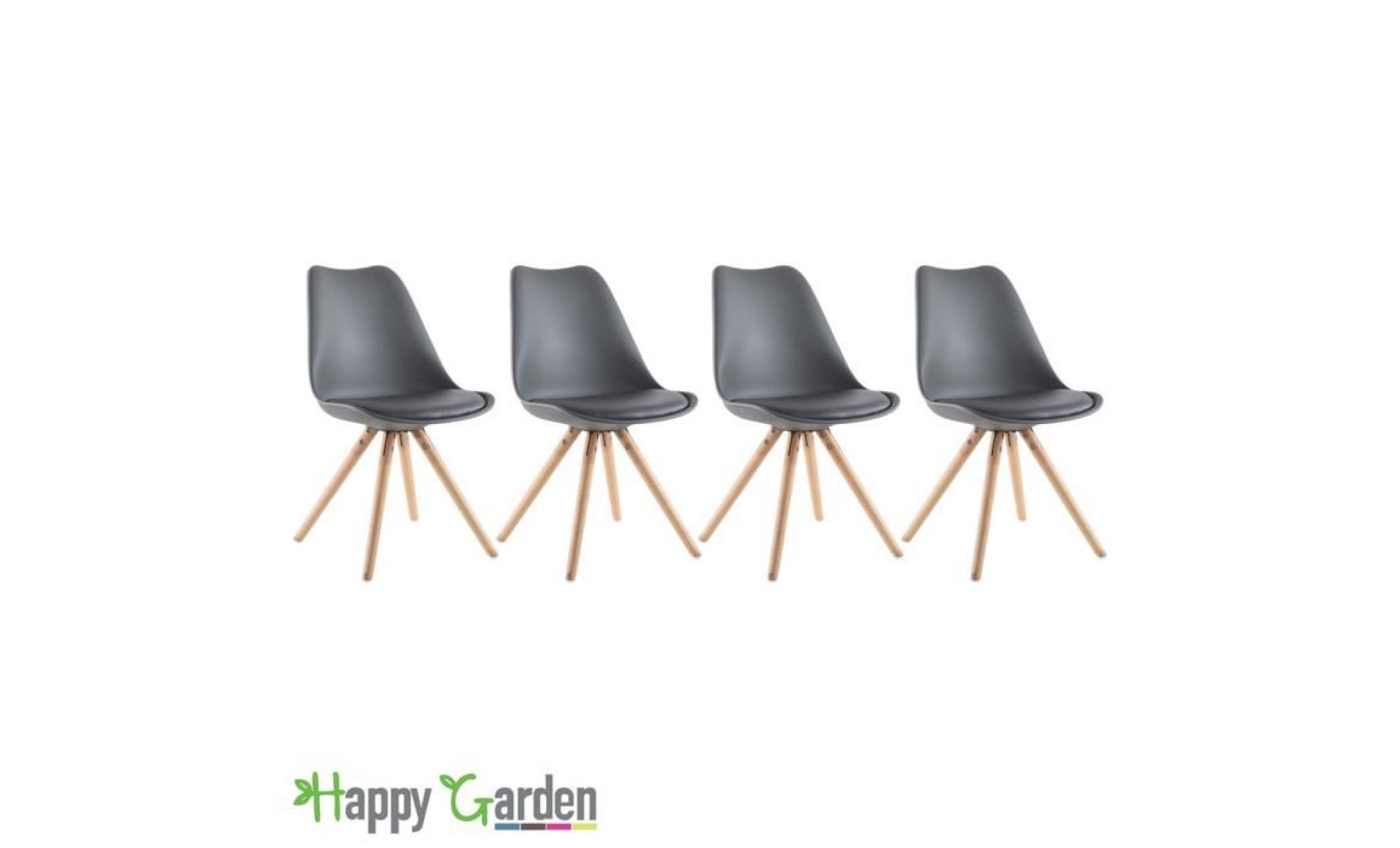 lot de 4 chaises scandinaves dita gris foncé avec coussin