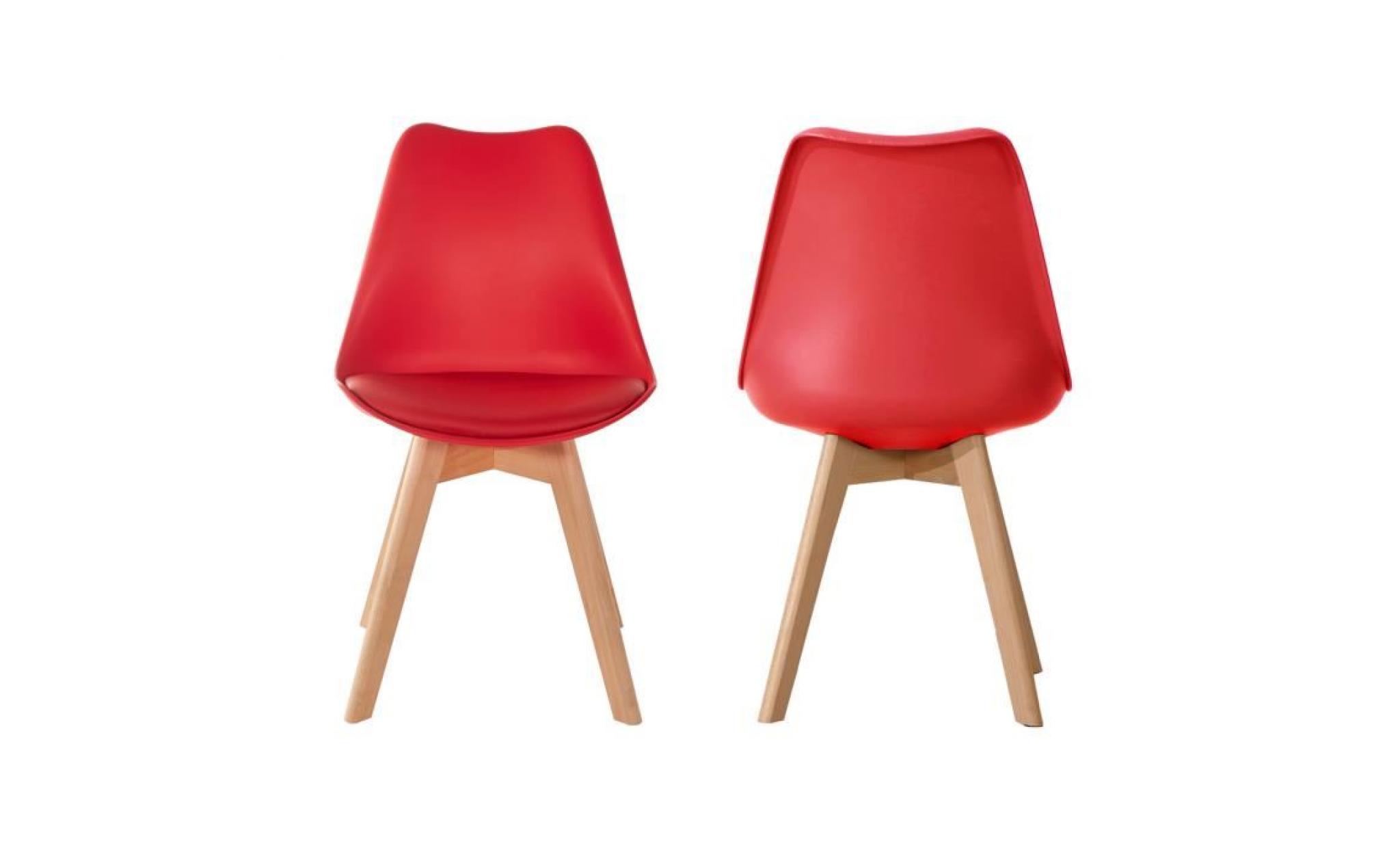 lot de 4 chaises scandinaves nola rouge avec coussin pas cher