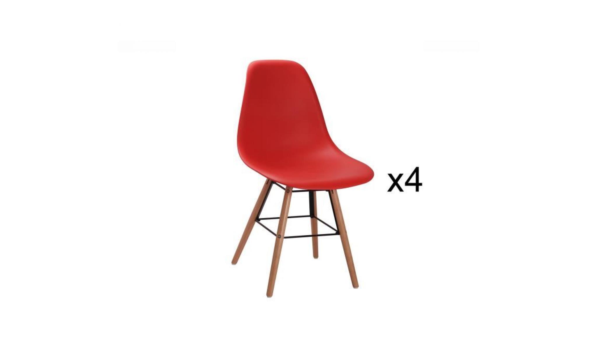 lot de 4 chaises scandinaves retro rouge