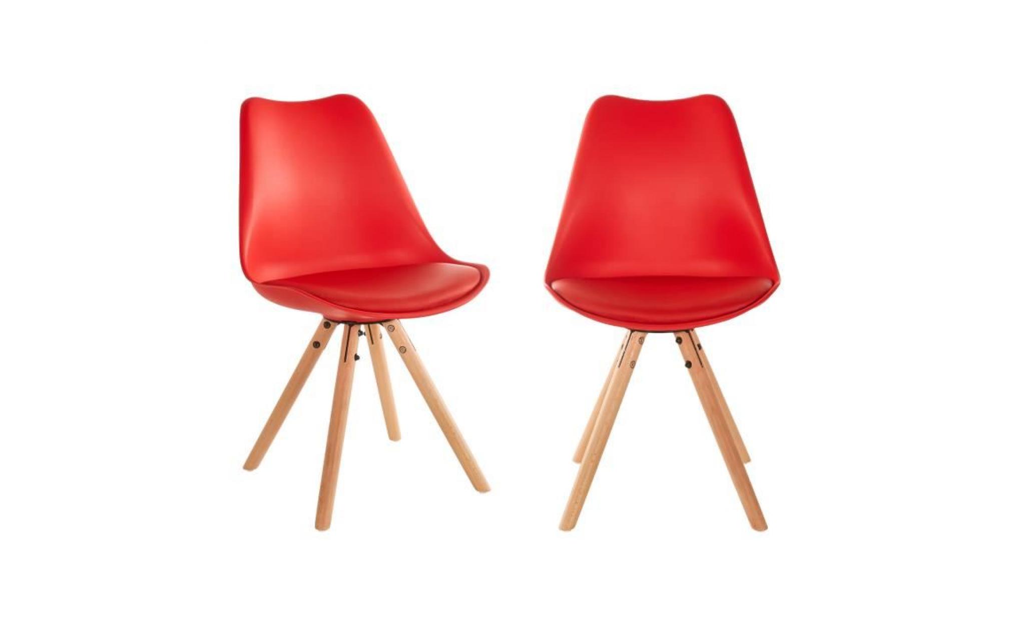 lot de 4 chaises scandinaves rita rouge avec coussin pas cher