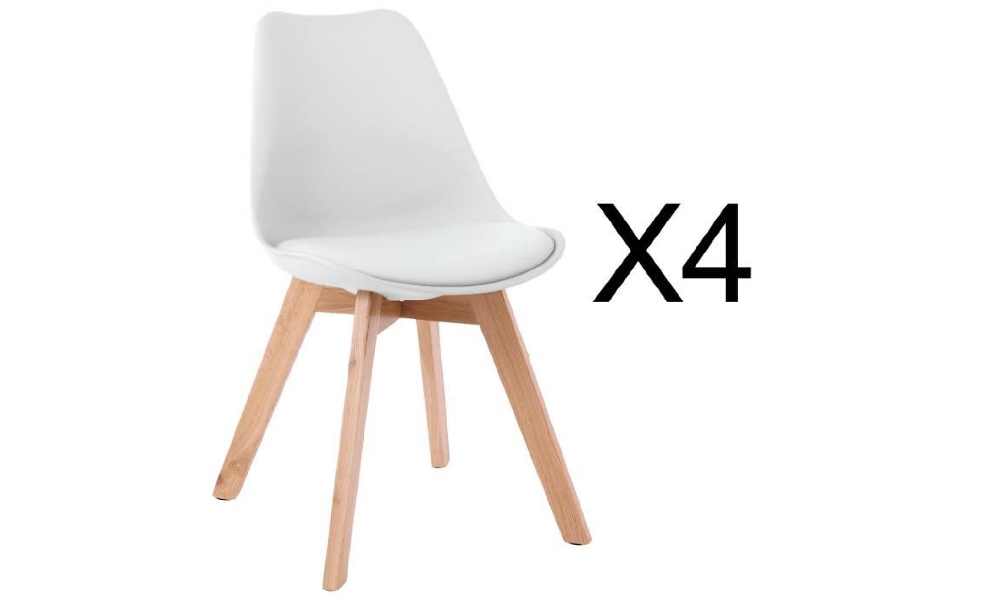 lot de 4 chaises style scandinave catherina blanc