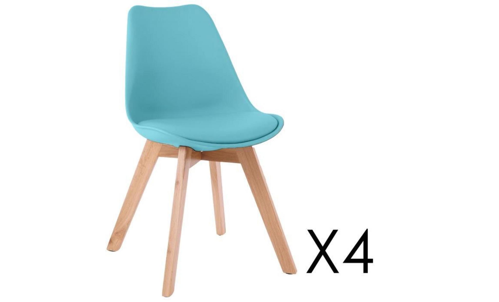 lot de 4 chaises style scandinave catherina bleu turquoise