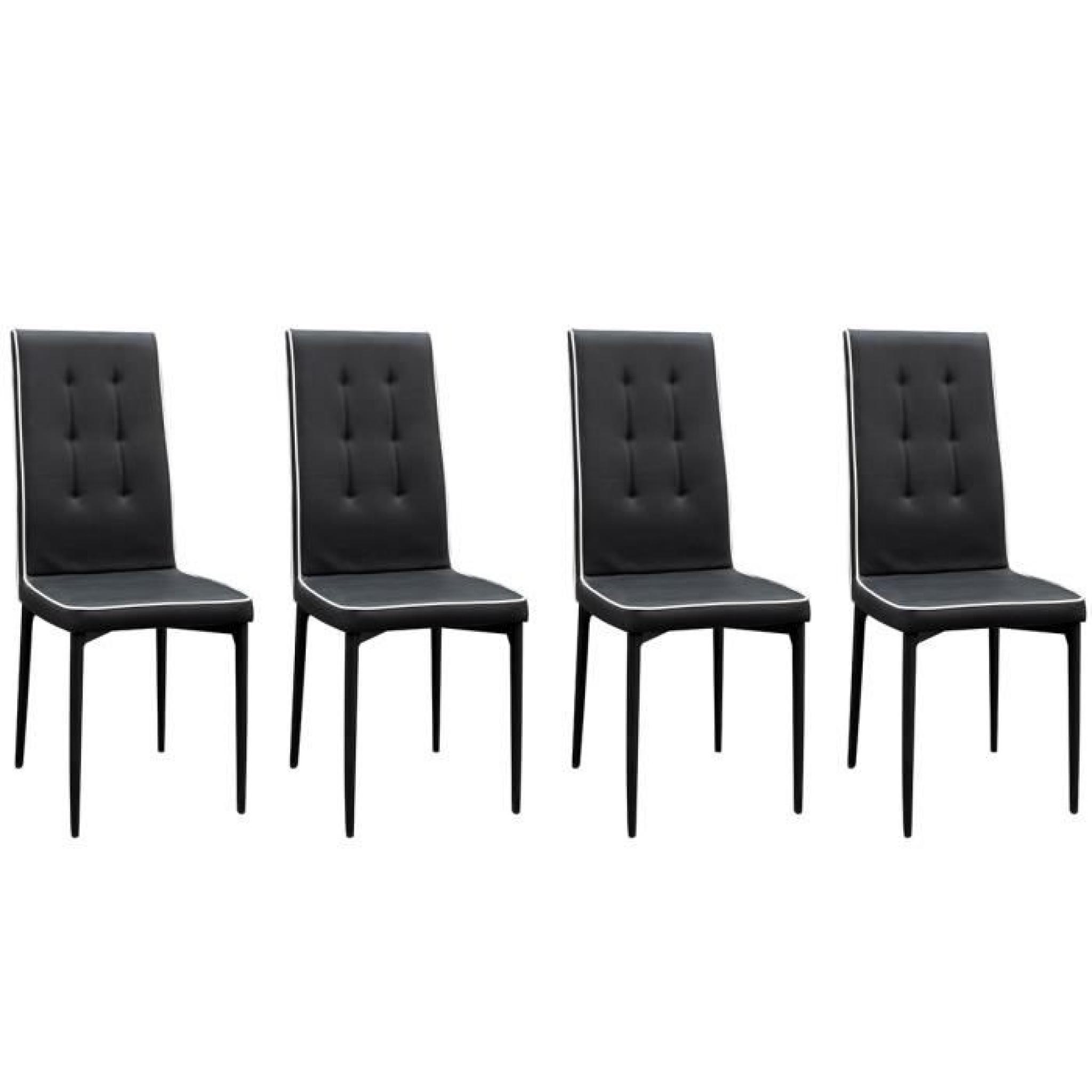 Lot de 4 chaises tendance noires / PU DEPAY