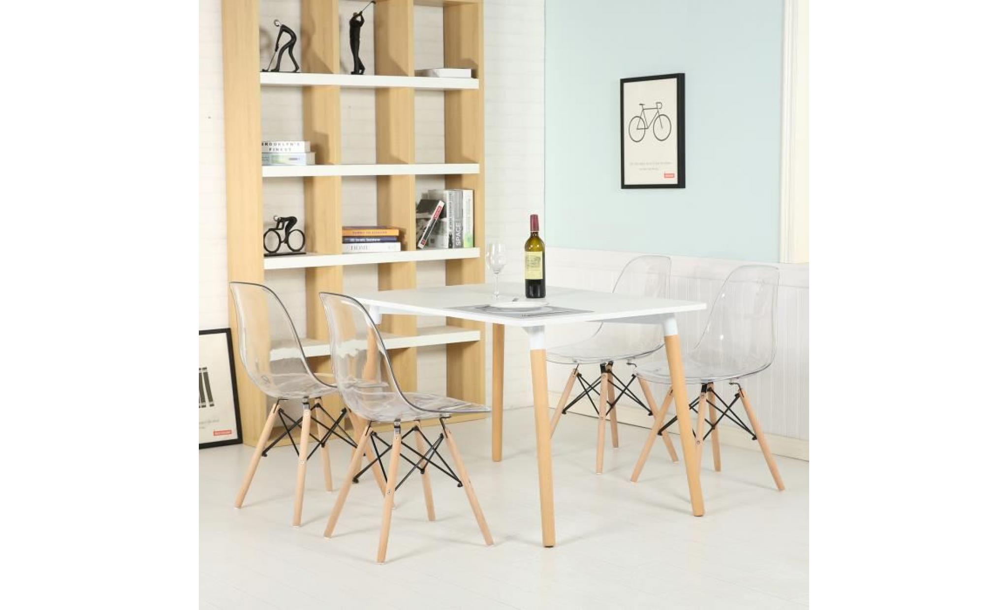 dora household lot de 4 chaises transparent design tendance rétro eiffel bois chaise de salle à manger 30x45x82 cm pas cher