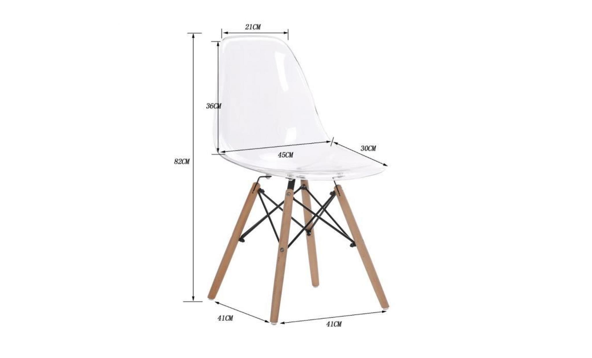 dora household lot de 4 chaises transparent design tendance rétro eiffel bois chaise de salle à manger 30x45x82 cm pas cher