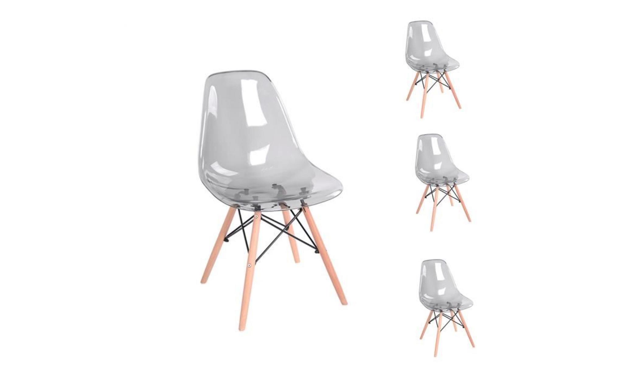 dora lot de 4 chaises gris transparent design tendance salle à manger chaises de cuisine chaises scandinaves chaise en plastique