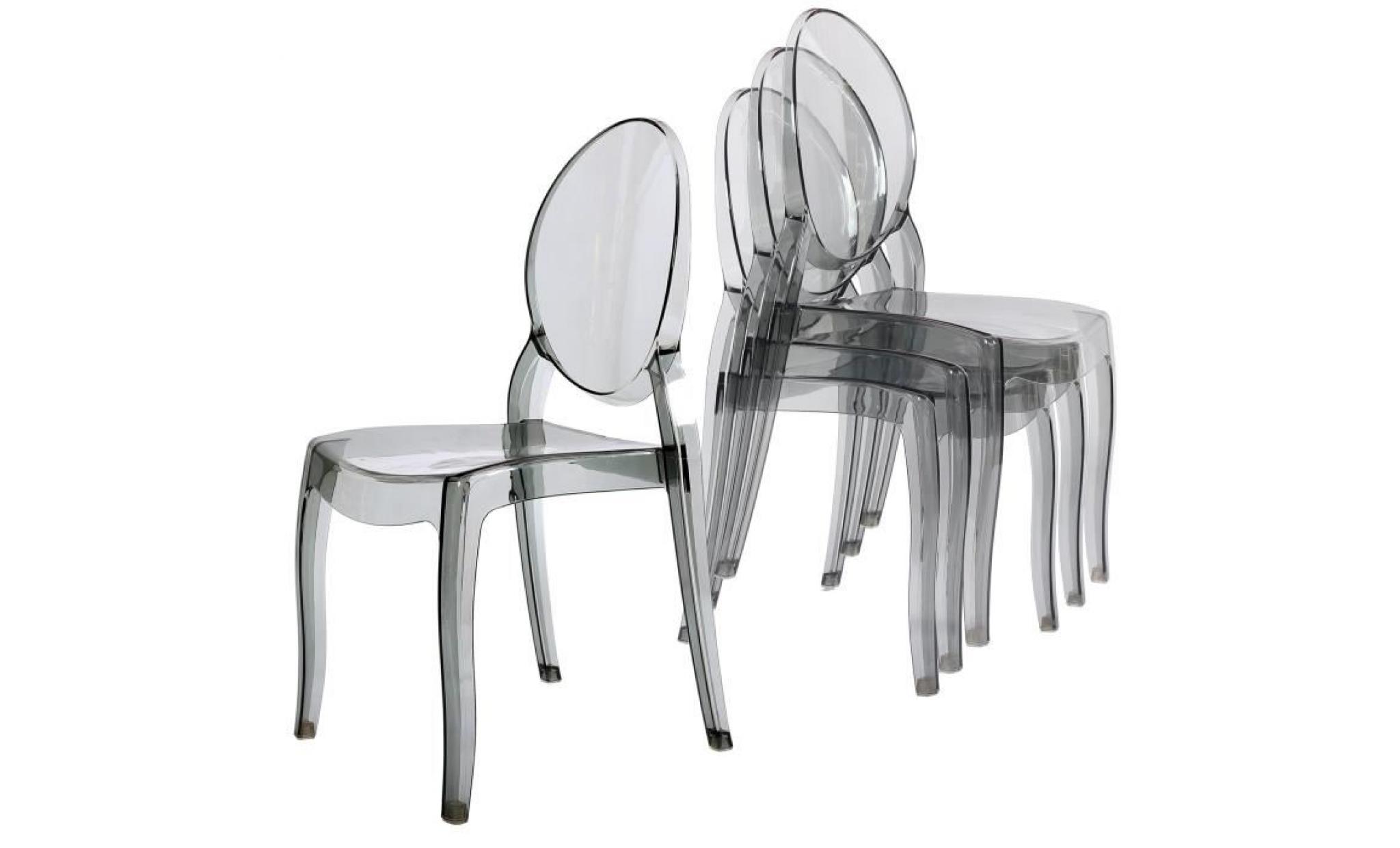 lot de 4 chaises transparent gris en plexi ronda