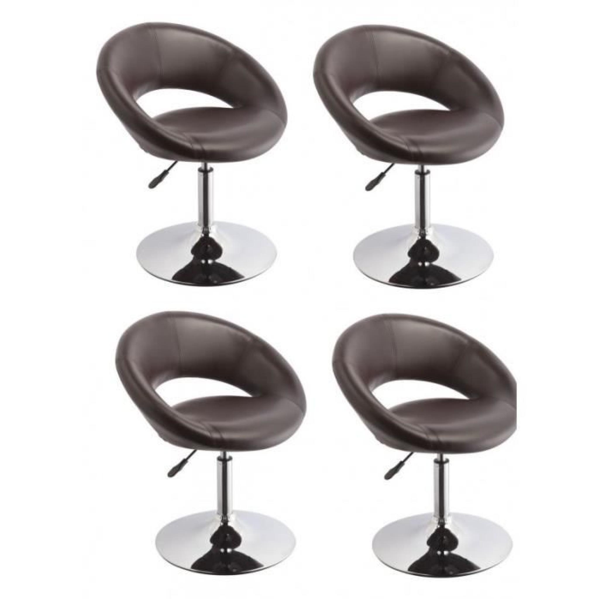 Lot de 4 fauteuils chaises de salle à manger simili-cuir marron CDS09112