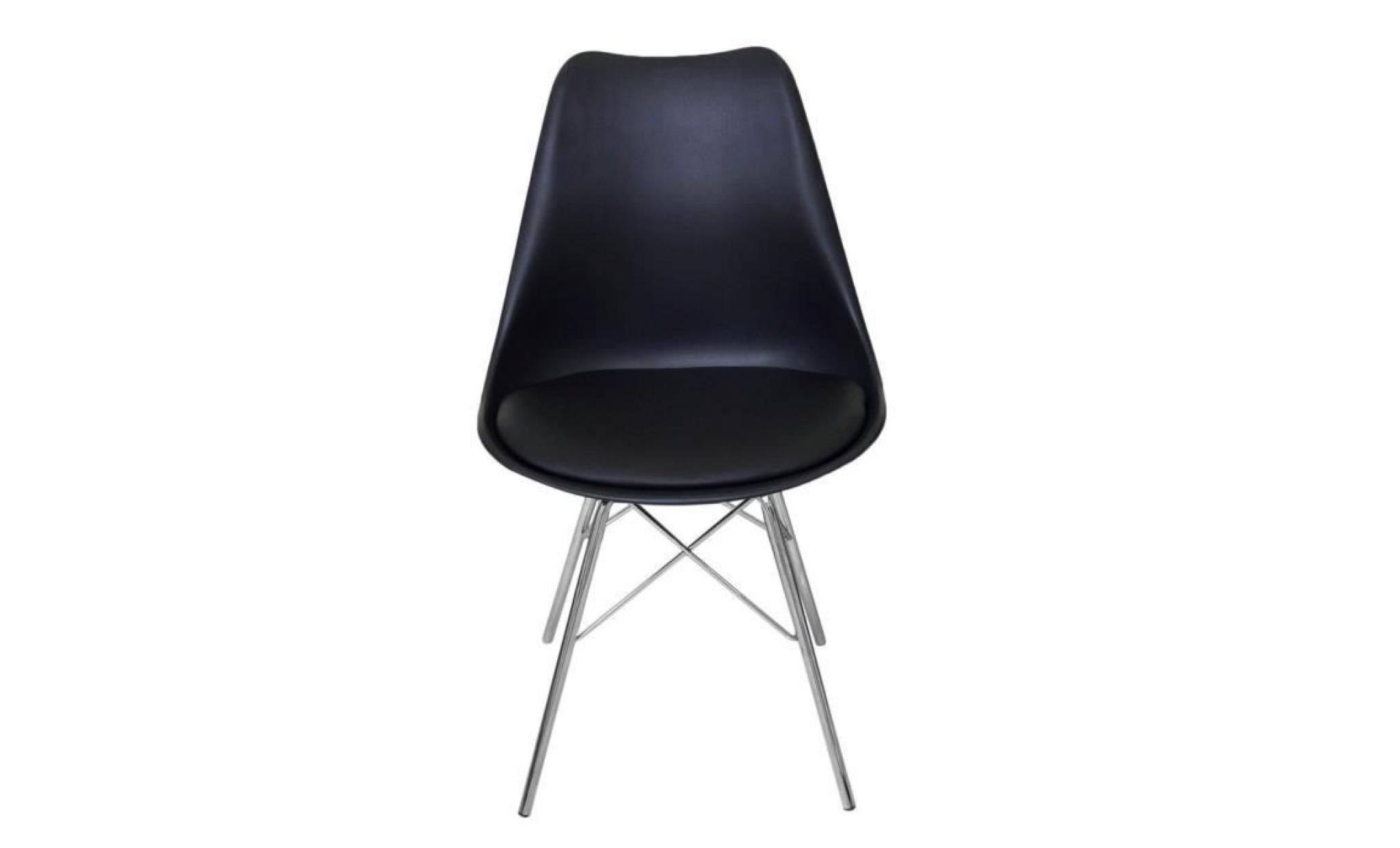 lot de 4 pcs   chaise tulip tout noir   cuir et métal pied   moderne fauteuil de maison pas cher
