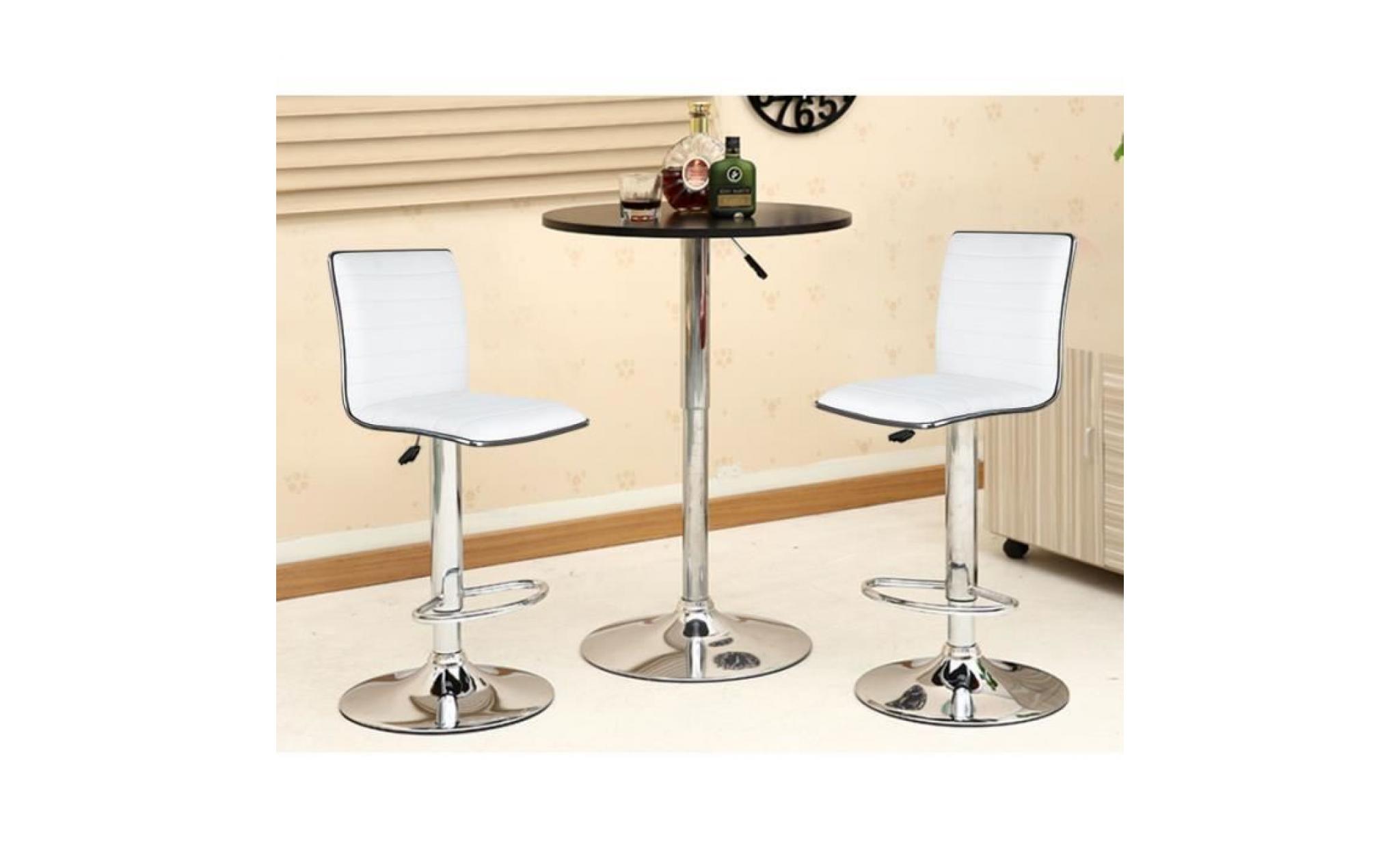 lot de 4 tabouret de bar chaise de bar réglable blanc et noir  pu chrome hauteur réglable rotative à 360°