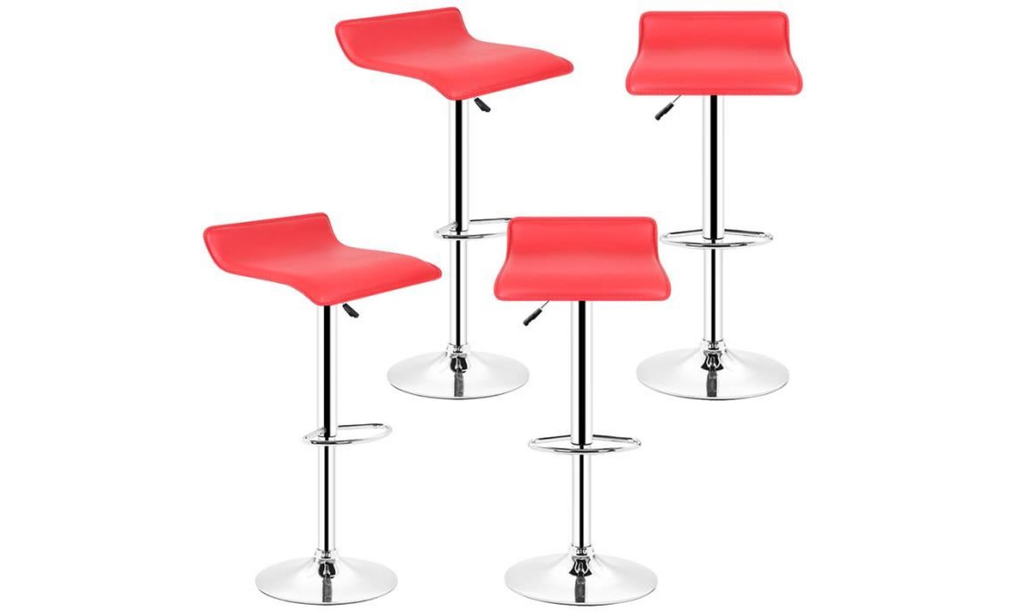 lot de 4 tabouret de bar  chaise de bar  rouge  hauteur réglable