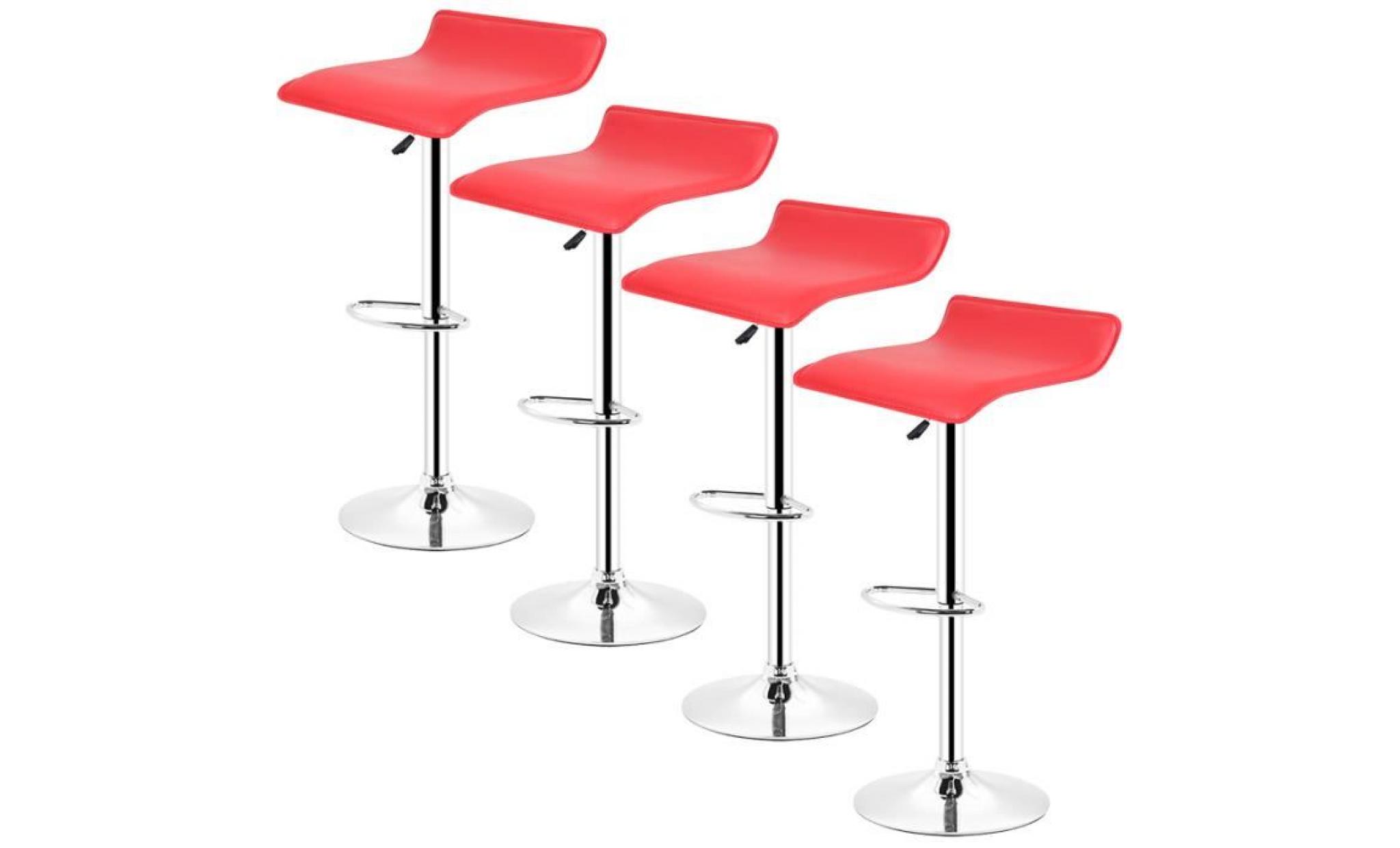lot de 4 tabouret de bar  chaise de bar  rouge  hauteur réglable pas cher